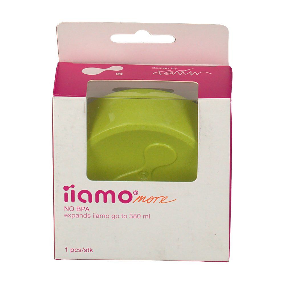 Grüner Flaschenboden Ersatzteil in Verpackung. iiamo more, NO BPA. Erweitert iiamo go auf 380 ml. 1 Stück.