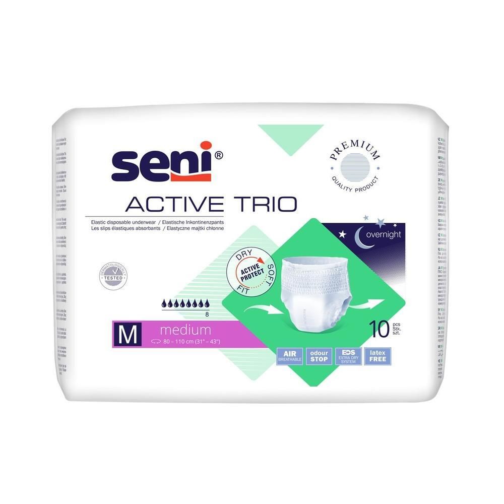 Seni Active Trio M, 10 Stück. Inkontinenz-Pants mit Dry Active Protect Passform.