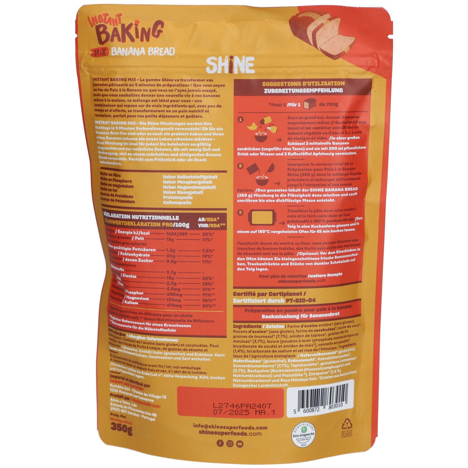 Shine BIO-Zubereitung für Bananenbrot