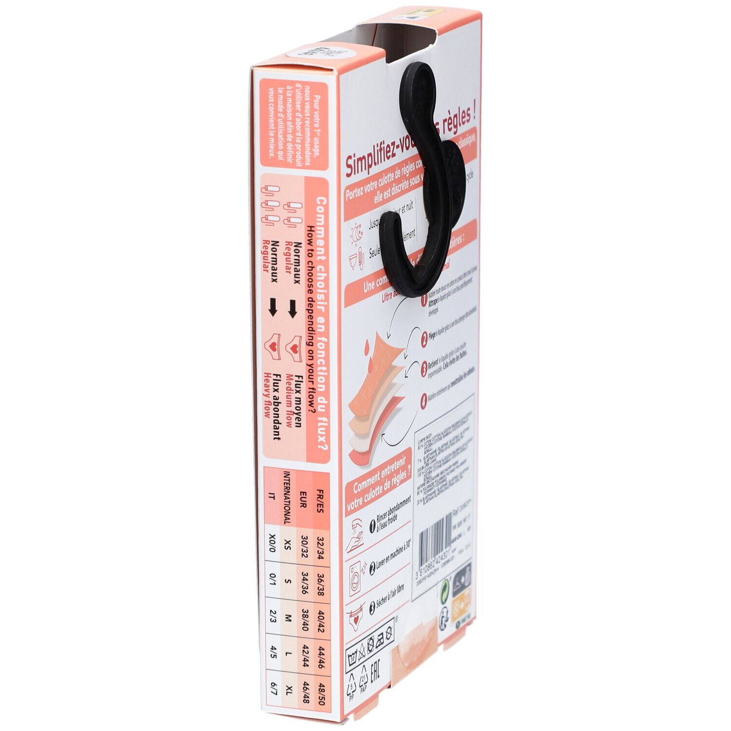 DIM Protect Lineal Slip Lace Waschbar aus Bio-Baumwolle Größe 44-46 - Schwarz - Mittelfluss