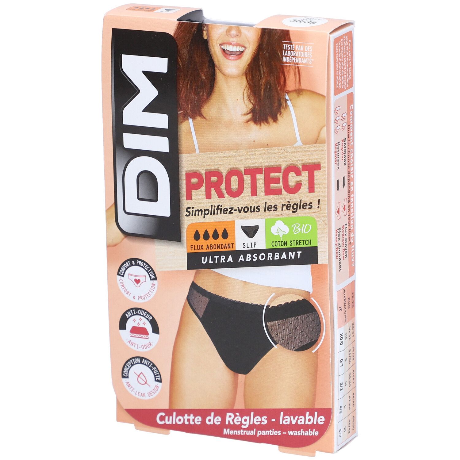DIM Waschbare Menstruationshöschen - Schwarz - Starker Ausfluss - 36-38