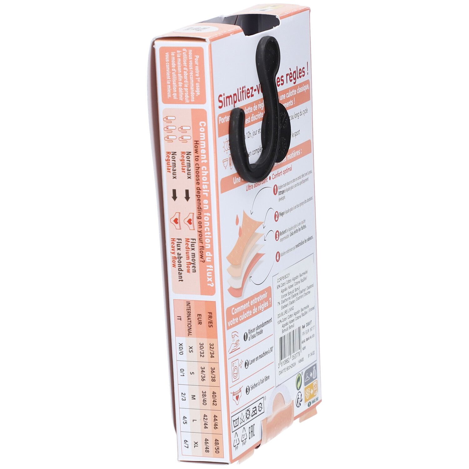 DIM Lineal-Slip aus Bio-Baumwolle Waschbar - Logo-Slip Schwarz 40-42 - Mittelfluss