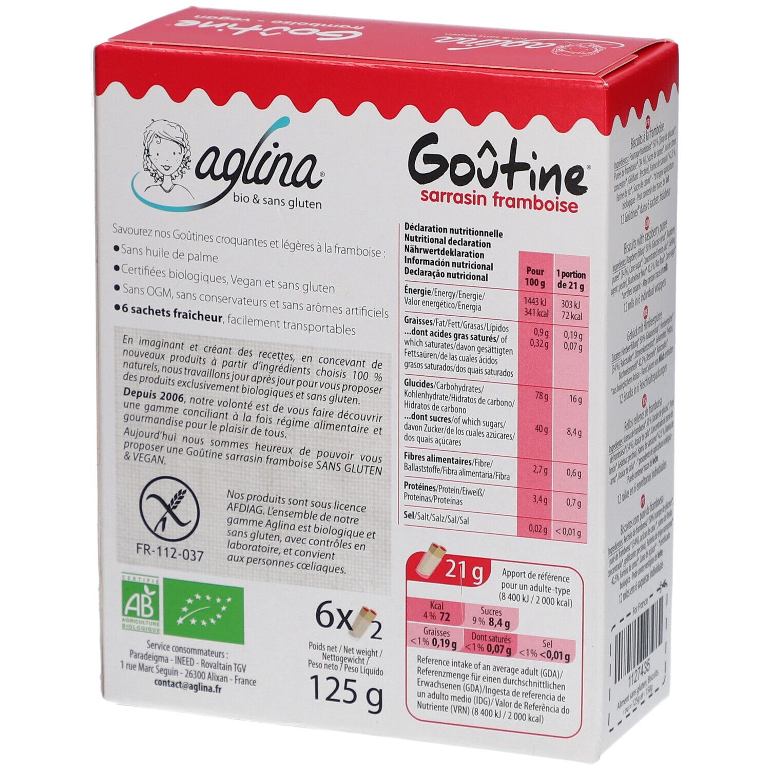 Aglina Goûtine Sarrasin Framboise Bio