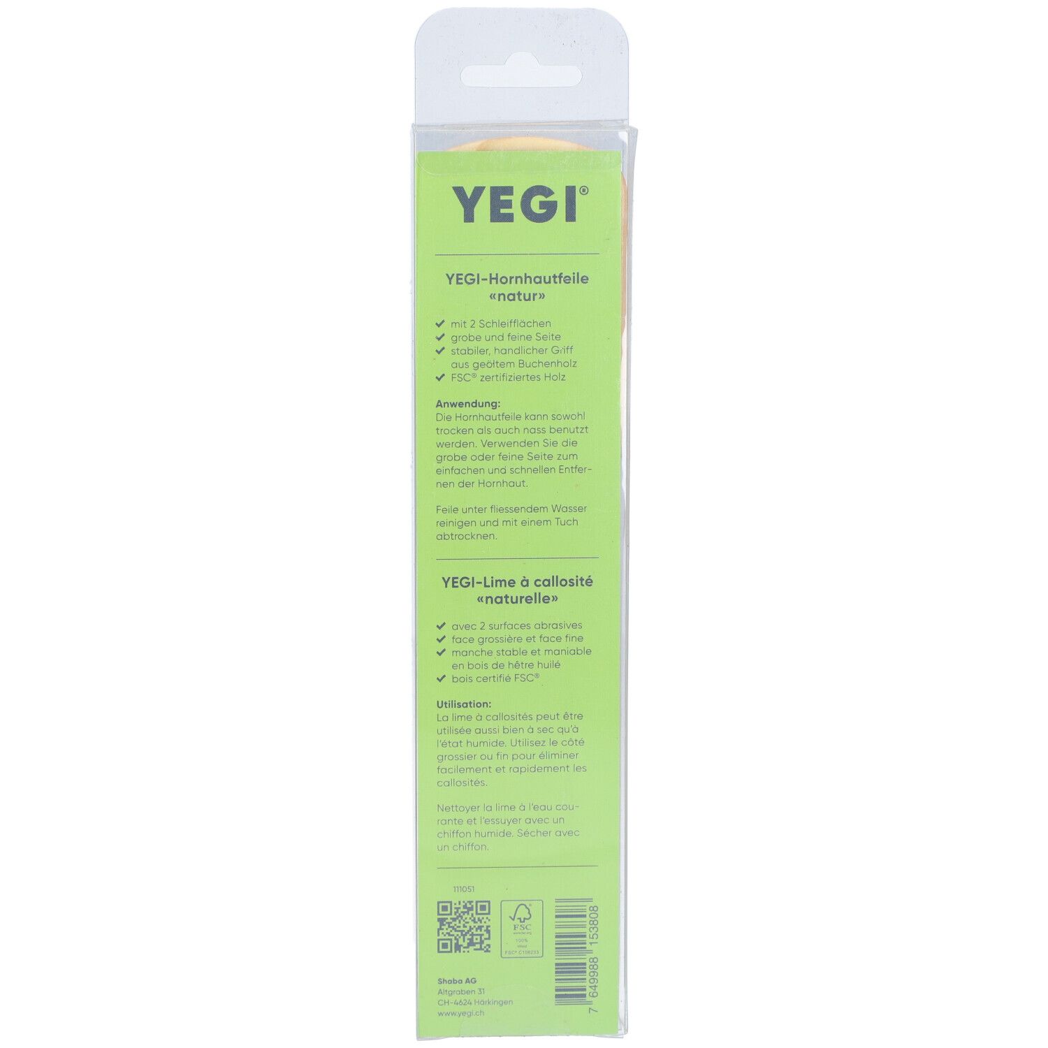 YEGI Lime naturelle à callosités avec manche en bois de hêtre FSC