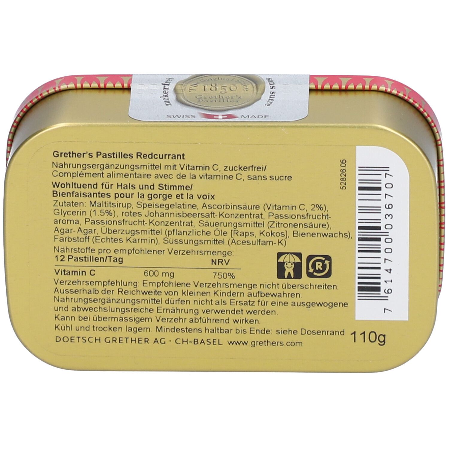 REDCURRANT Grether's Pastilles pour la gorge Groseille rouge