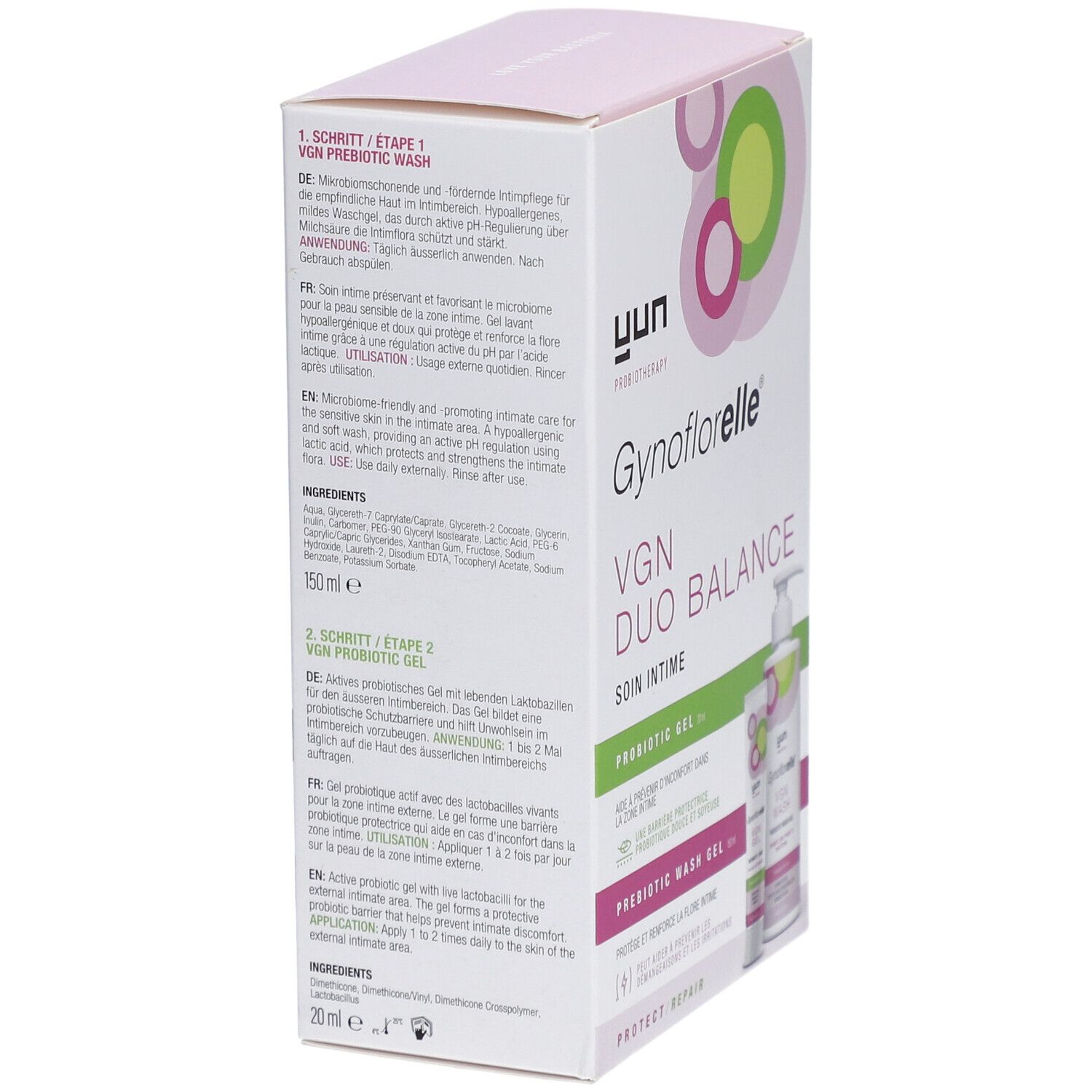 YUN Gynoflorelle® VGN Duo Balance Soin intime Probiotic gel + prebiotic wash gel