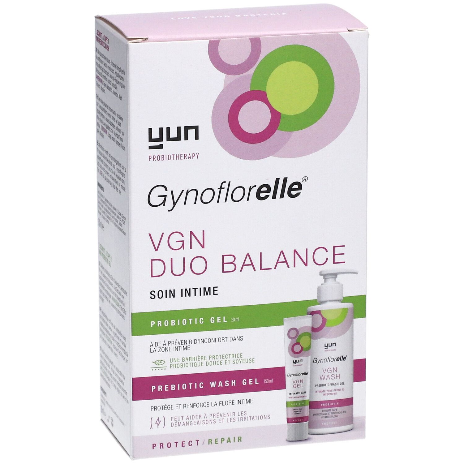 YUN Gynoflorelle® VGN Duo Balance Soin intime Probiotic gel + prebiotic wash gel