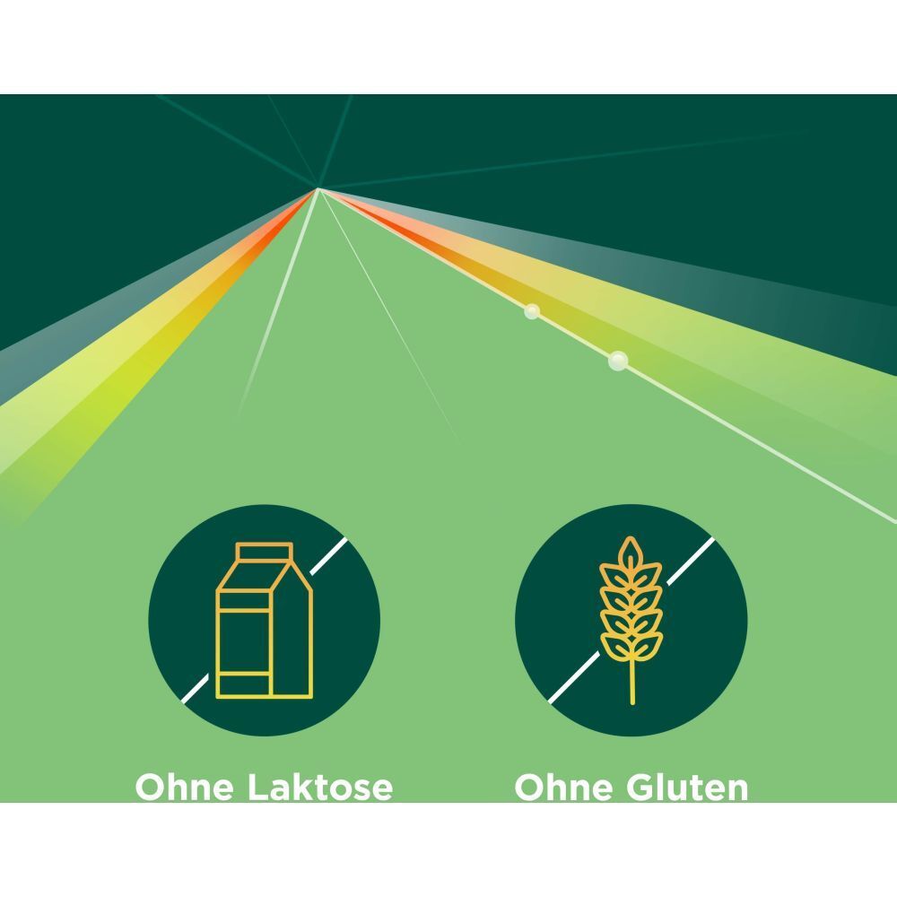 Grafik: Ohne Laktose, Ohne Gluten. Symbole für Milch und Getreideähre mit Kreuz.
