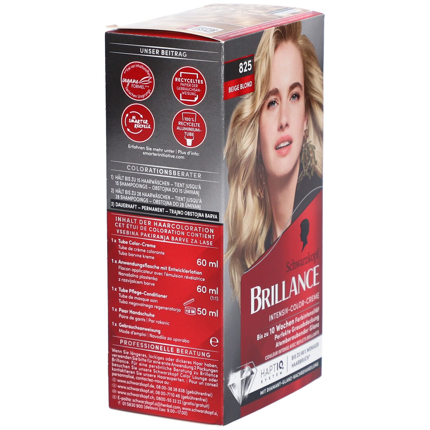 Schwarzkopf® Brillance 825 Beige Blond – Intensive Farbe mit doppeltem Diamantglanz