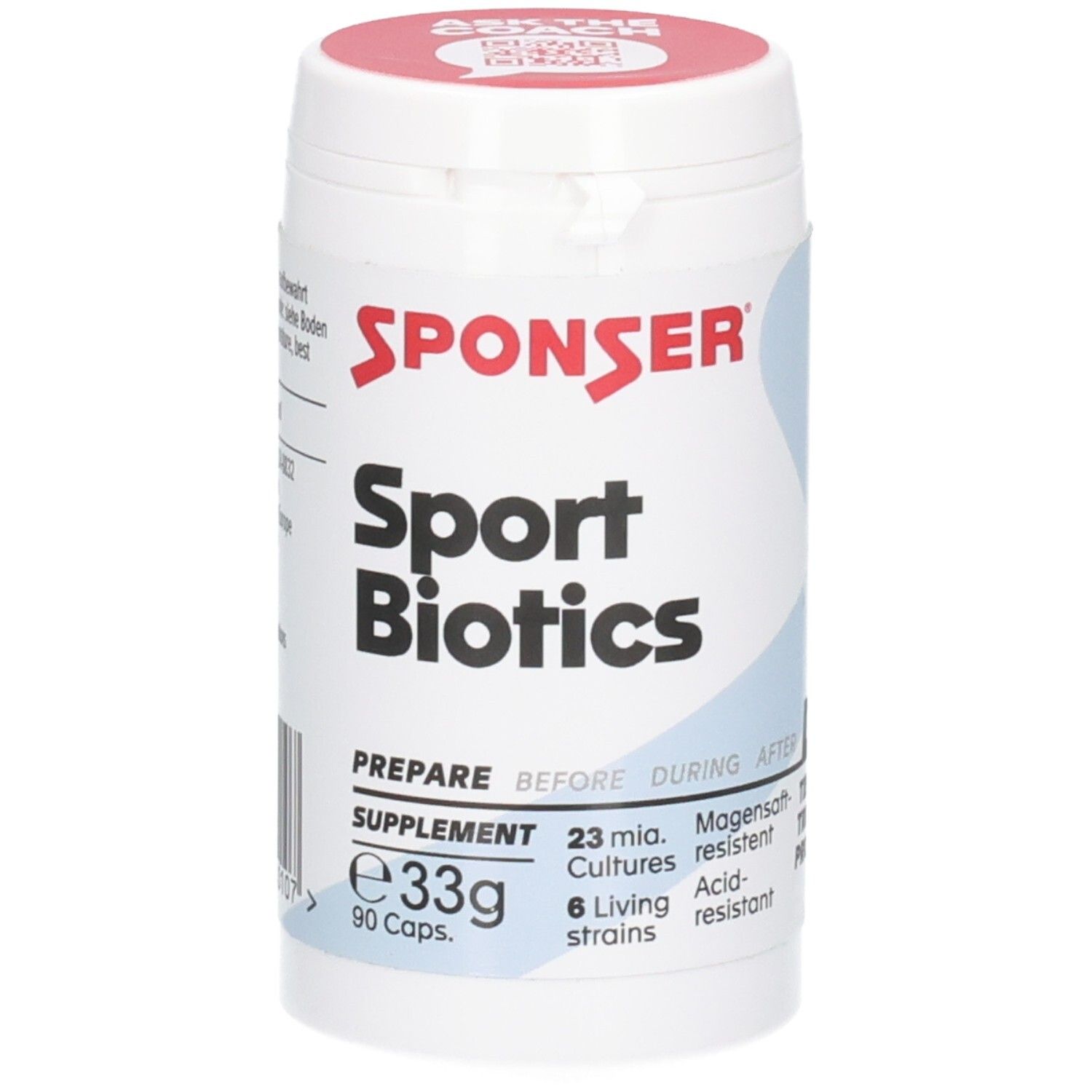 SPONSER Sport Biotics Dose, 33g, 90 Kapseln. Magensaftresistente Kulturen mit 6 lebenden Stämmen.