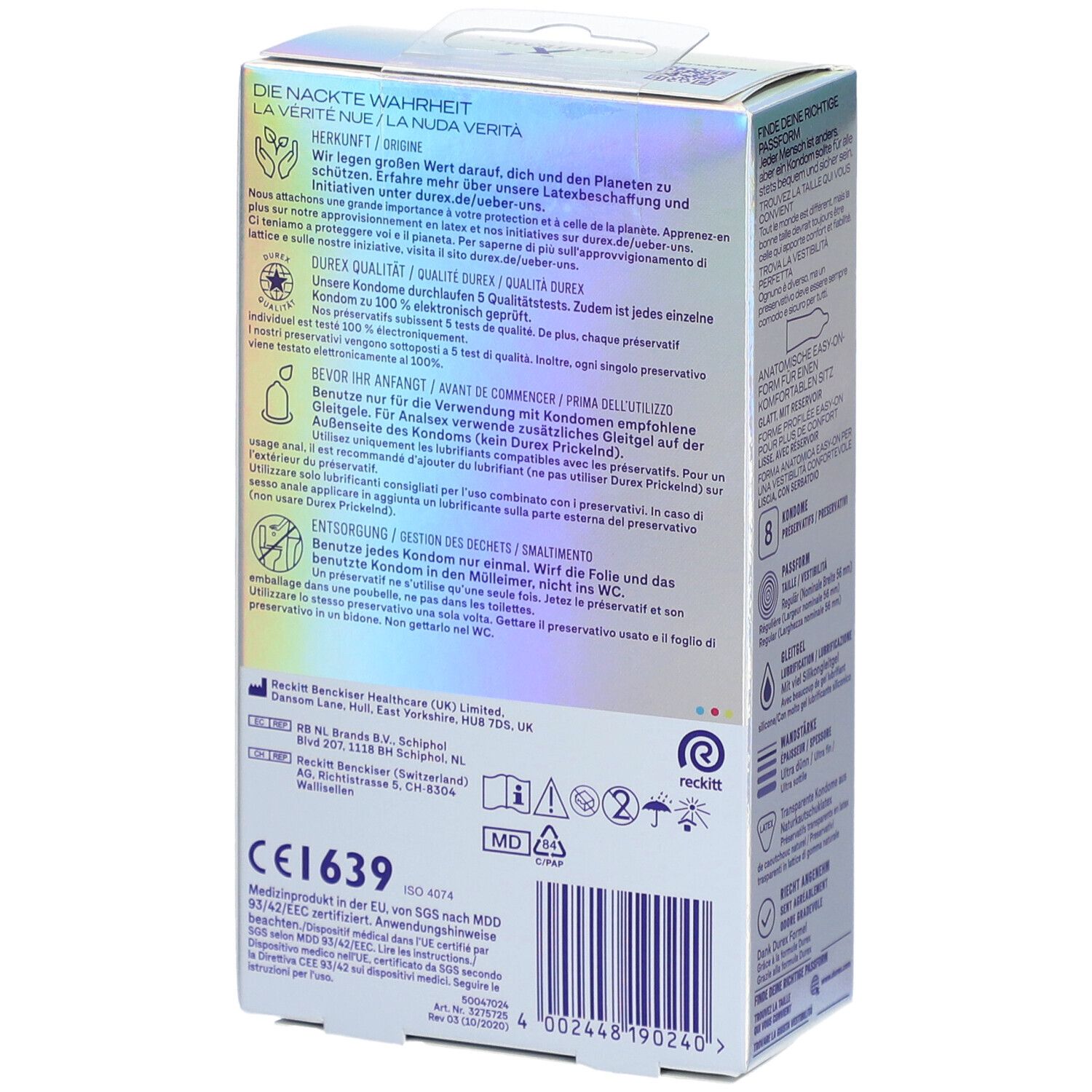 DUREX Hautnah Präservativ extra feucht 8 Stk
