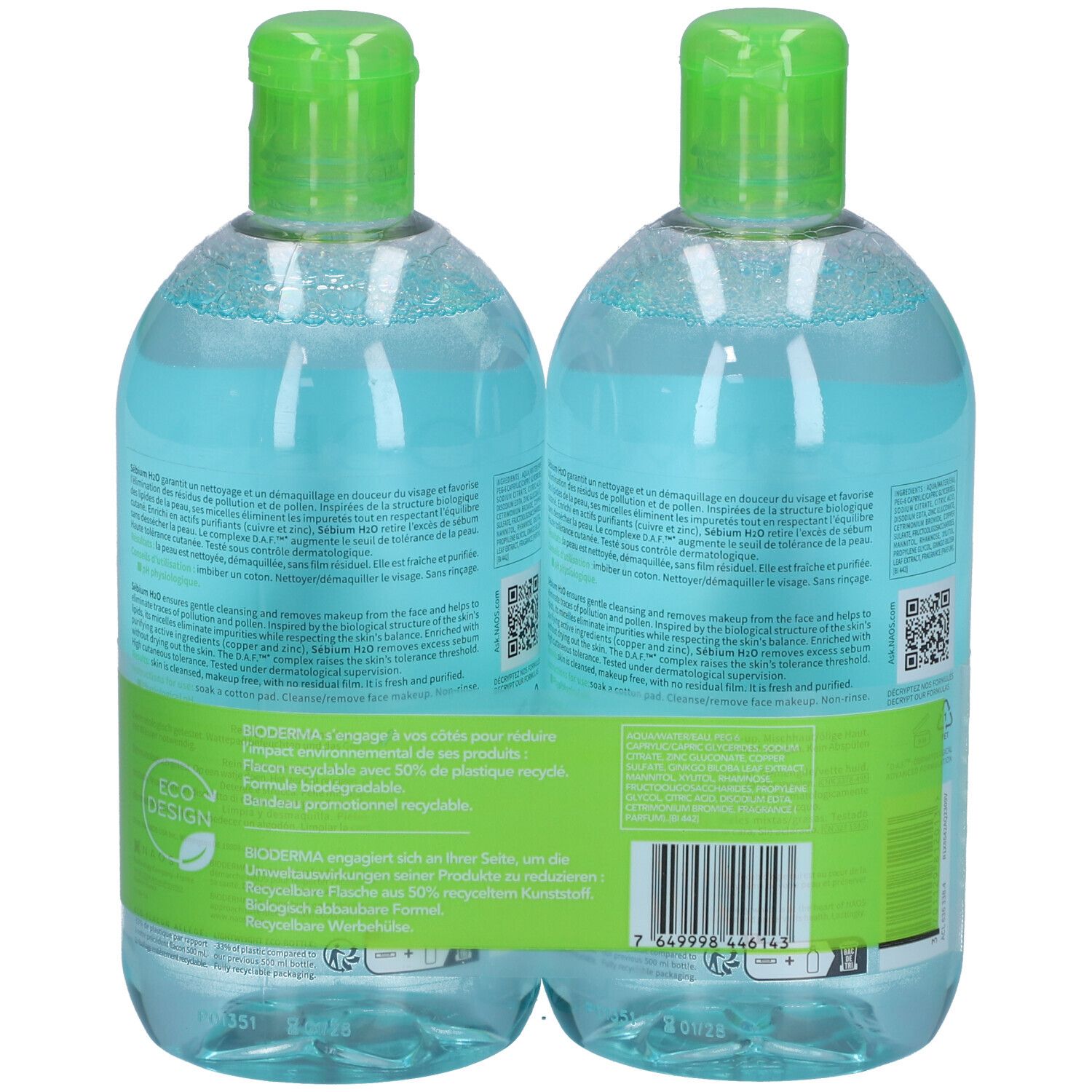 BIODERMA Sébium H2O Mizellenwasser Reinigender Make-up Entferner Duo-Pack