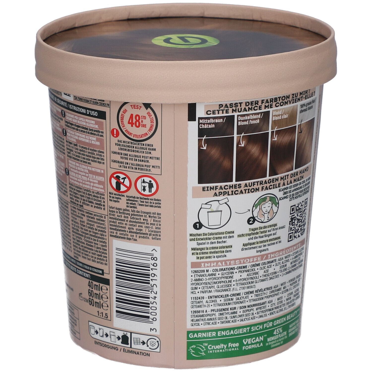 GARNIER GOOD Coloration capillaire permanente 6.0 Châtain très clair mocaccino