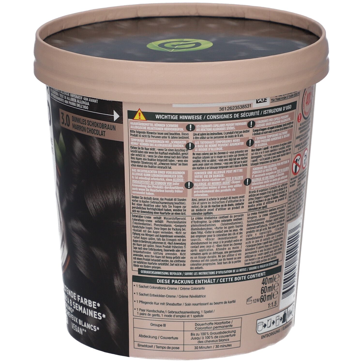 GARNIER GOOD Dauerhafte Haarfarbe 3.0 Dunkelbraun Schoko Schwarz