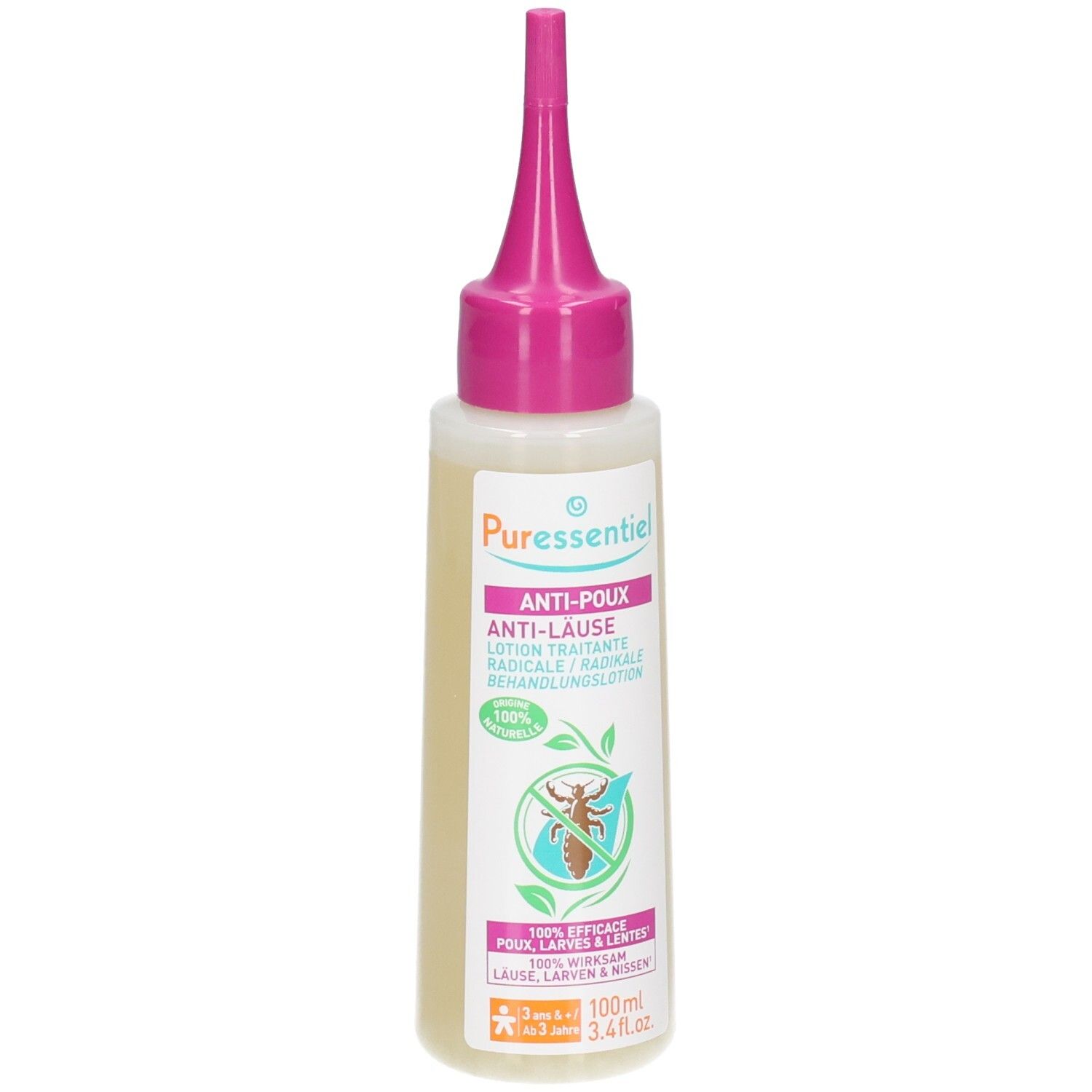 Puressentiel Anti-Laus Lotion Flasche mit Applikator.