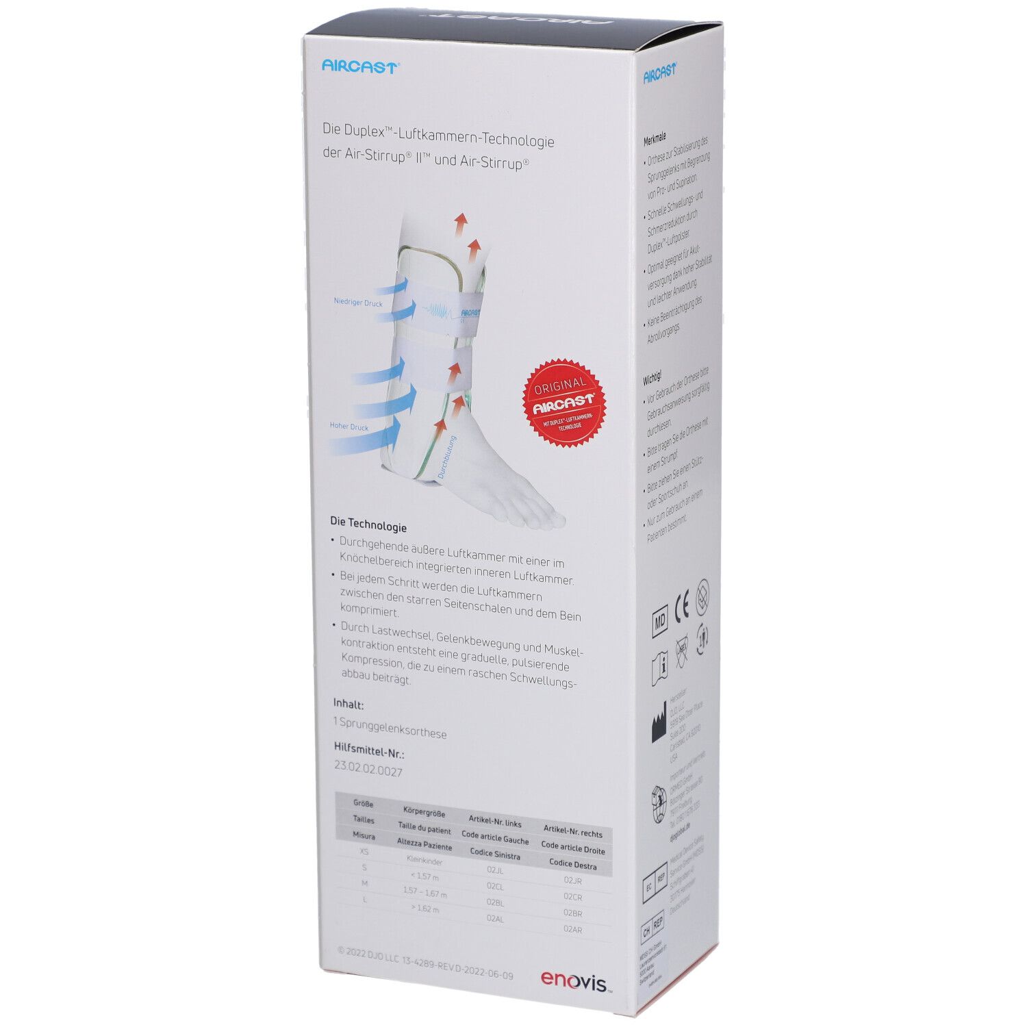 AIRCAST Air-Stirrup Knöchelorthese M Links (Größe 37-42)