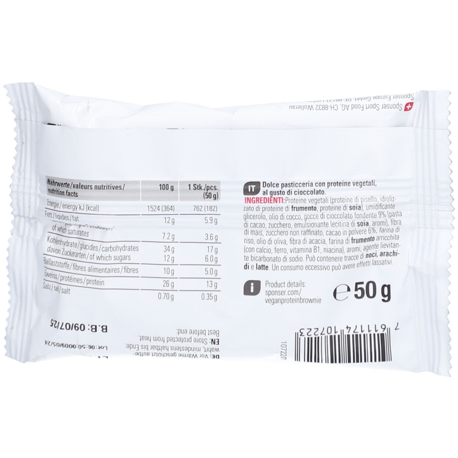 SPONSER Brownie protéiné végan