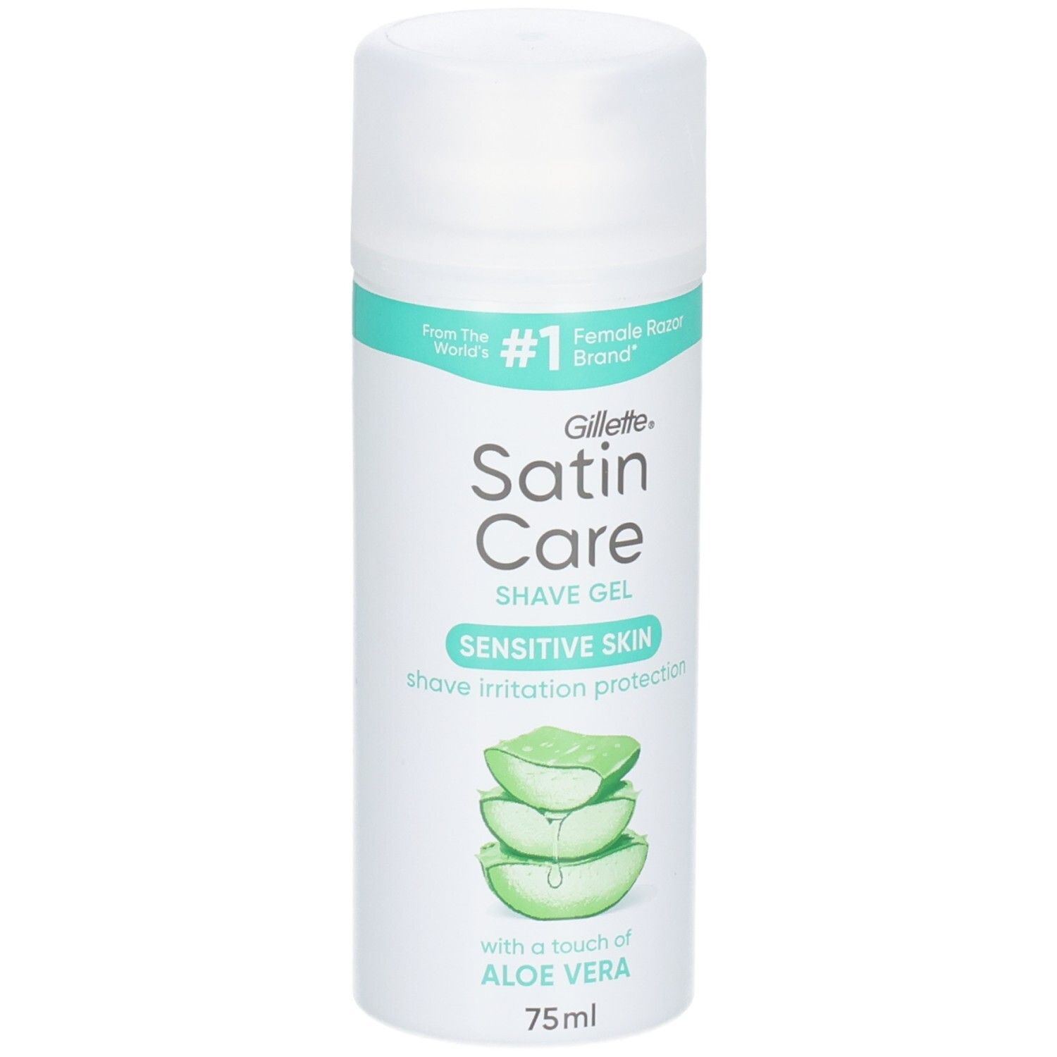 Gillette Satin Care Rasiergel für empfindliche Haut, 75ml, mit Aloe Vera.