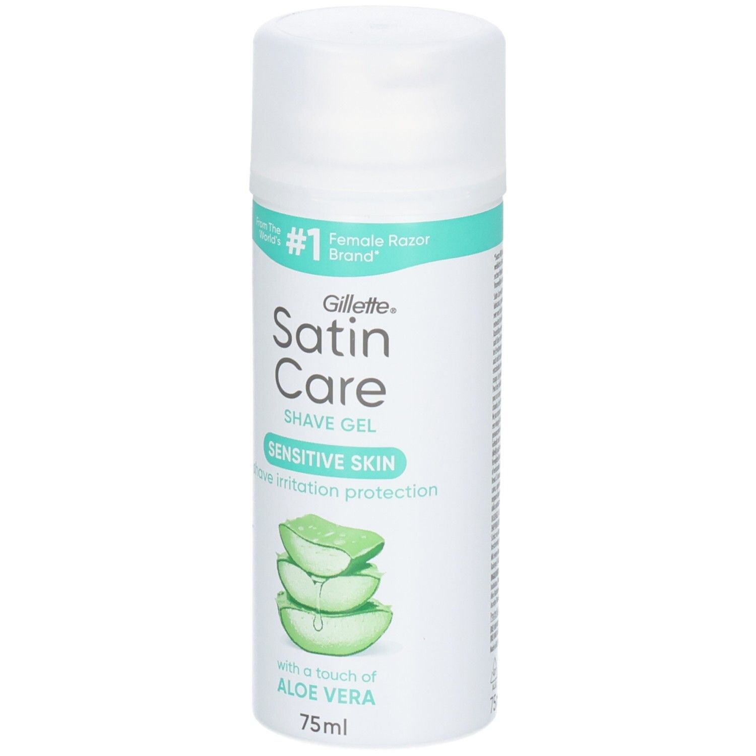 Gillette Satin Care Rasiergel für empfindliche Haut, 75ml, mit Aloe Vera.