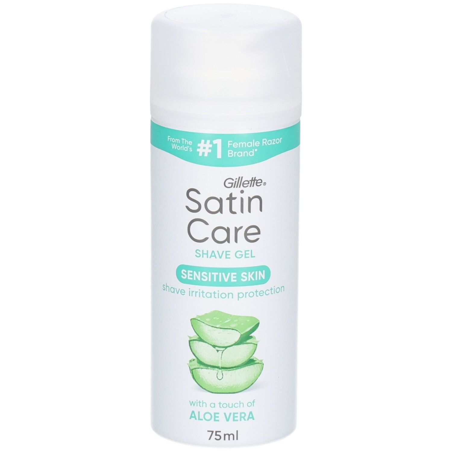 Gillette Satin Care Rasiergel für empfindliche Haut, 75ml, mit Aloe Vera.