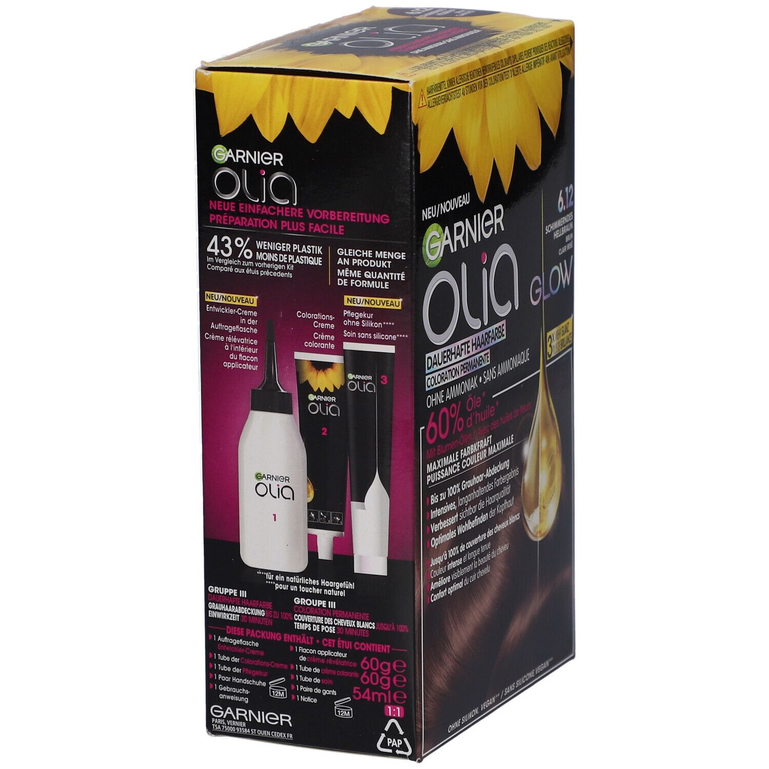 GARNIER Olia Coloration permanente 6,12 Châtain très clair cendré