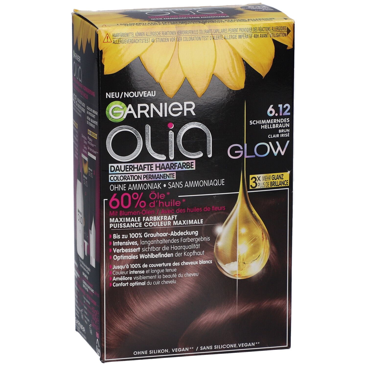 GARNIER Olia Coloration permanente 6,12 Châtain très clair cendré