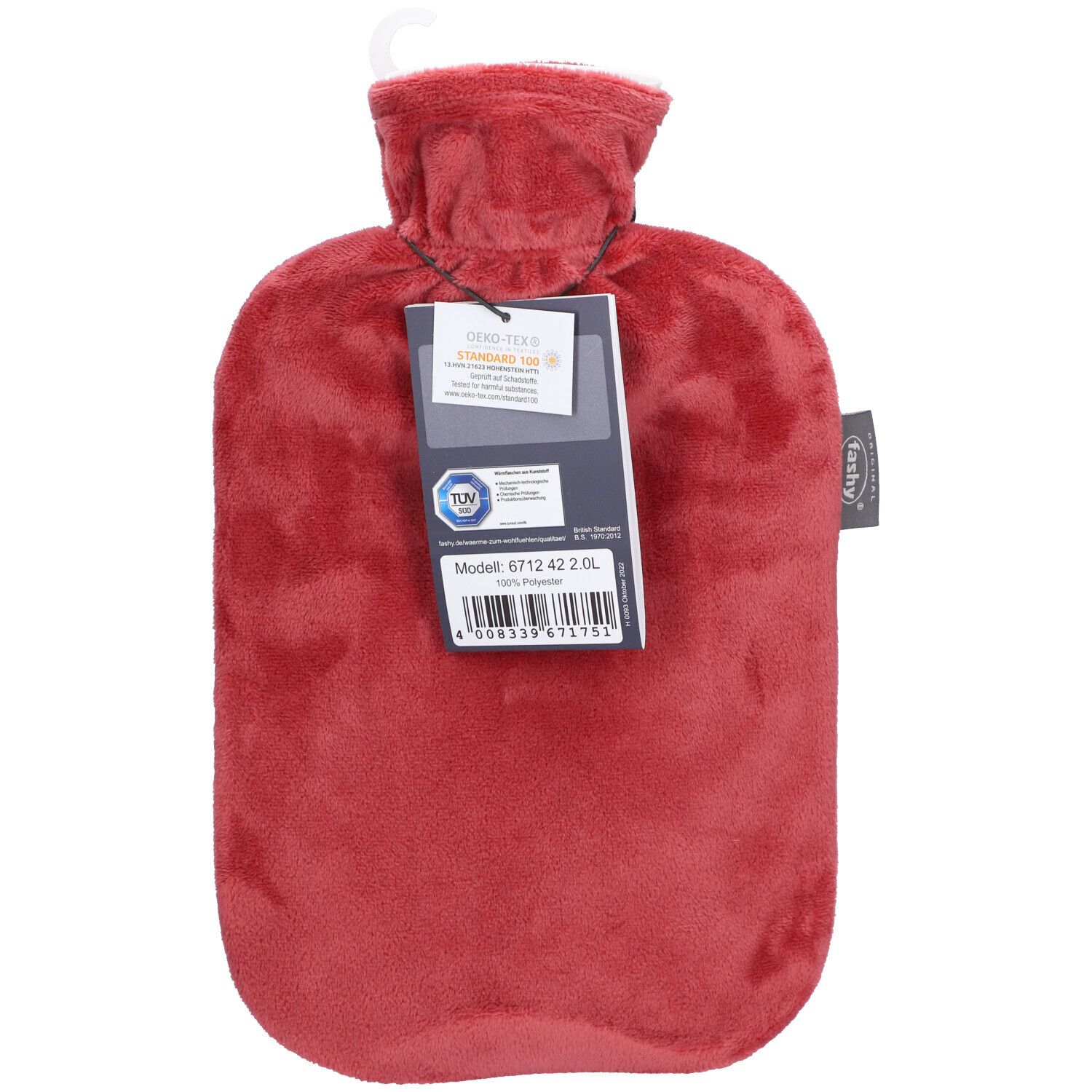 FASHY Wärmflasche 2l Flauschbezug rostrot