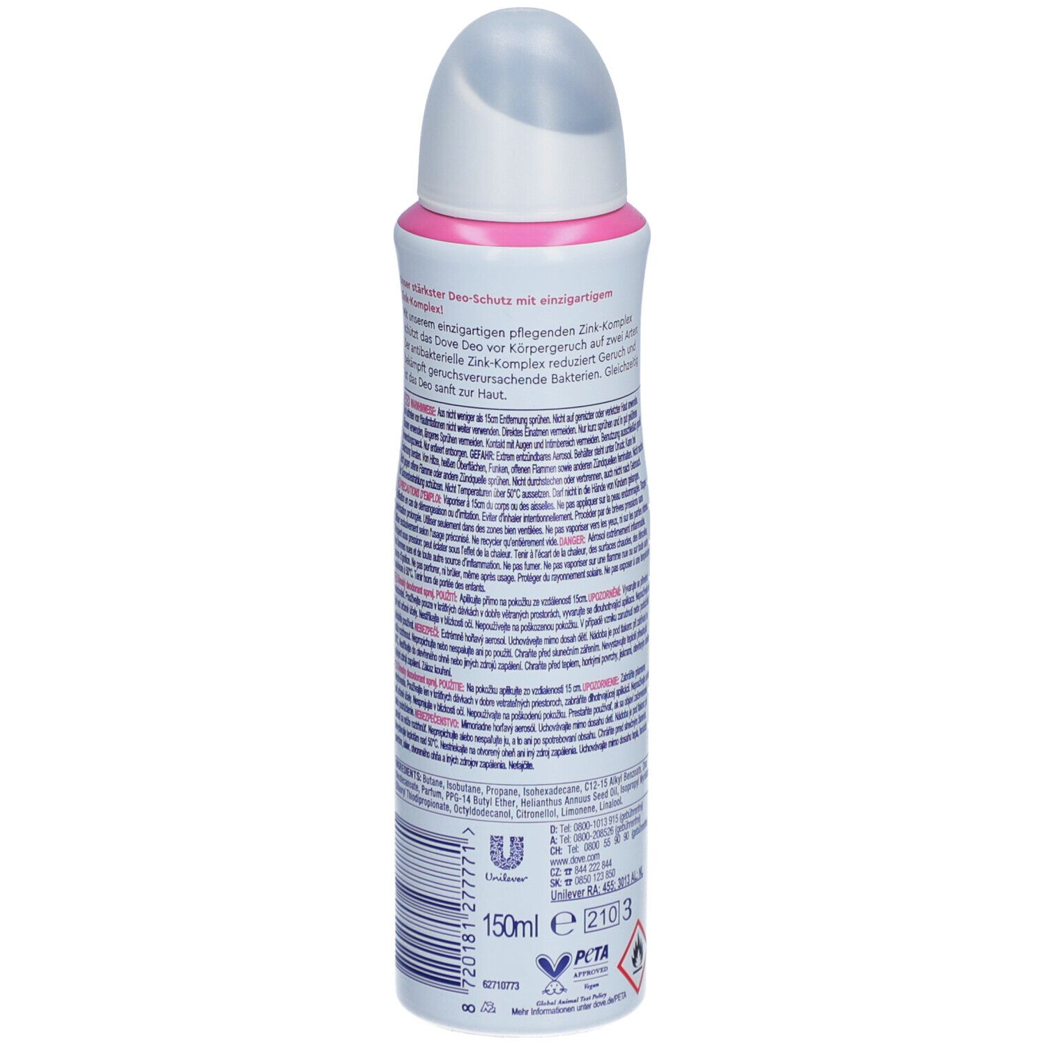 DOVE Deodorant-Spray mit Rosenduft 0% Aluminiumsalze