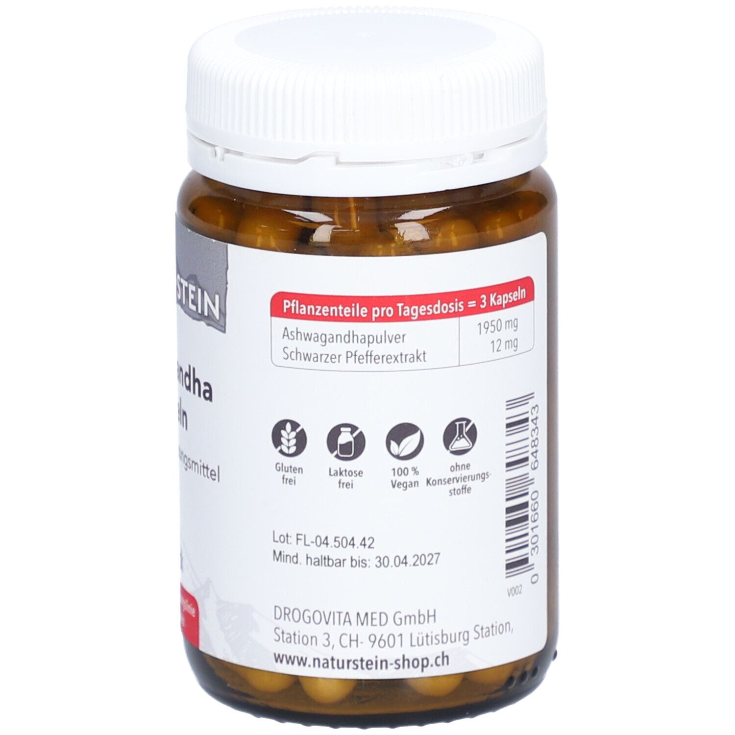 NATURSTEIN Ashwagandha Kaps Glasfl 75 Stk