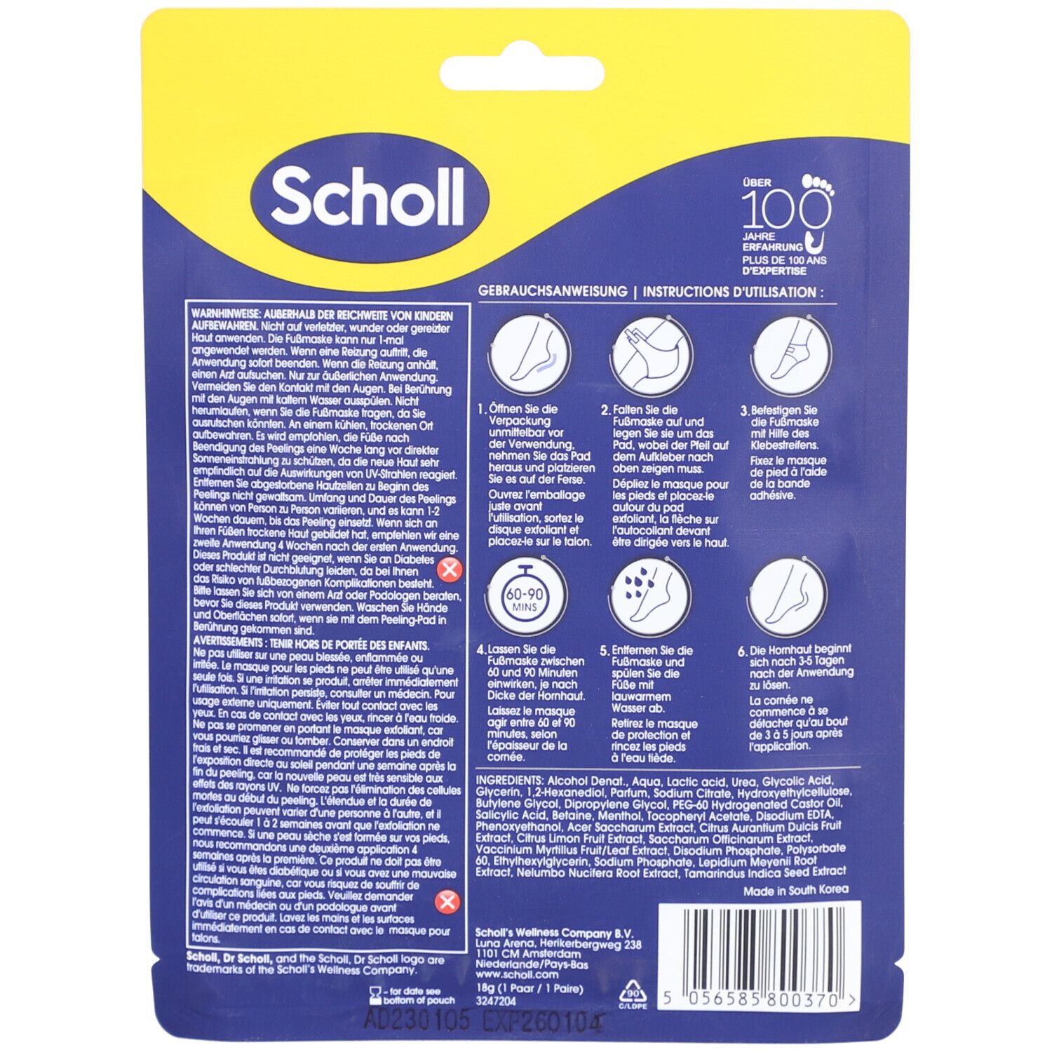 Scholl® Expert Care Peeling Hielmasker – 1 Paar, sanfte Fußpflege mit AHA-Fruchtsäuren