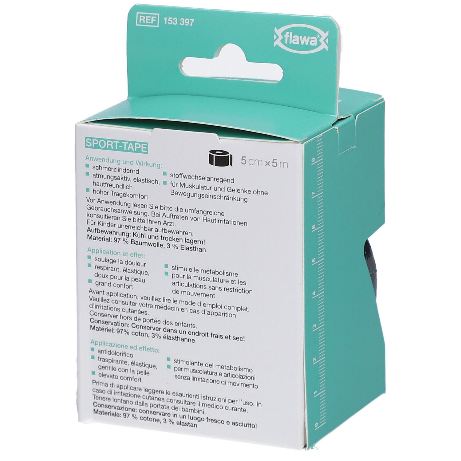 flawa® Sport-Tape für Kinesiologie-Verbände 5 cm x 5 m schwarz