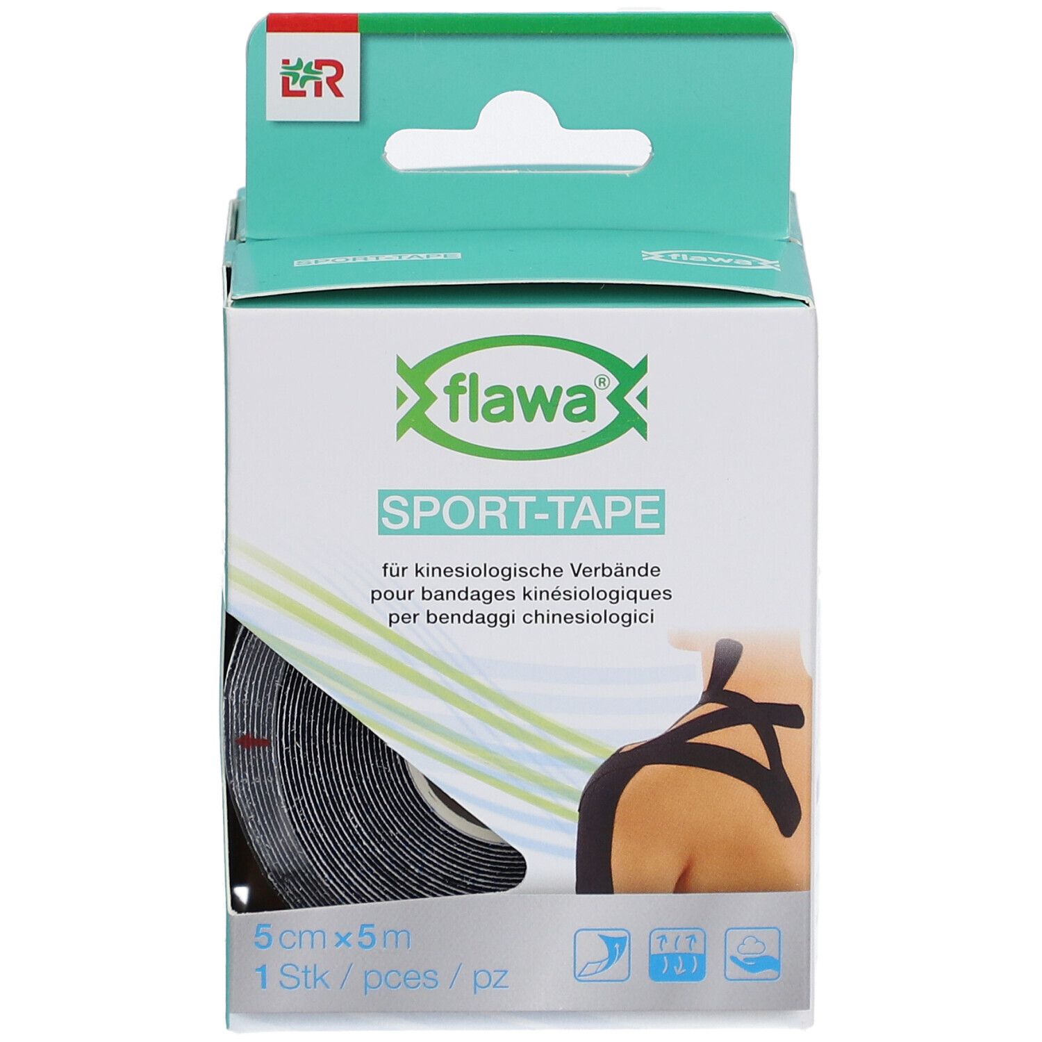 flawa® Sport-Tape für Kinesiologie-Verbände 5 cm x 5 m schwarz