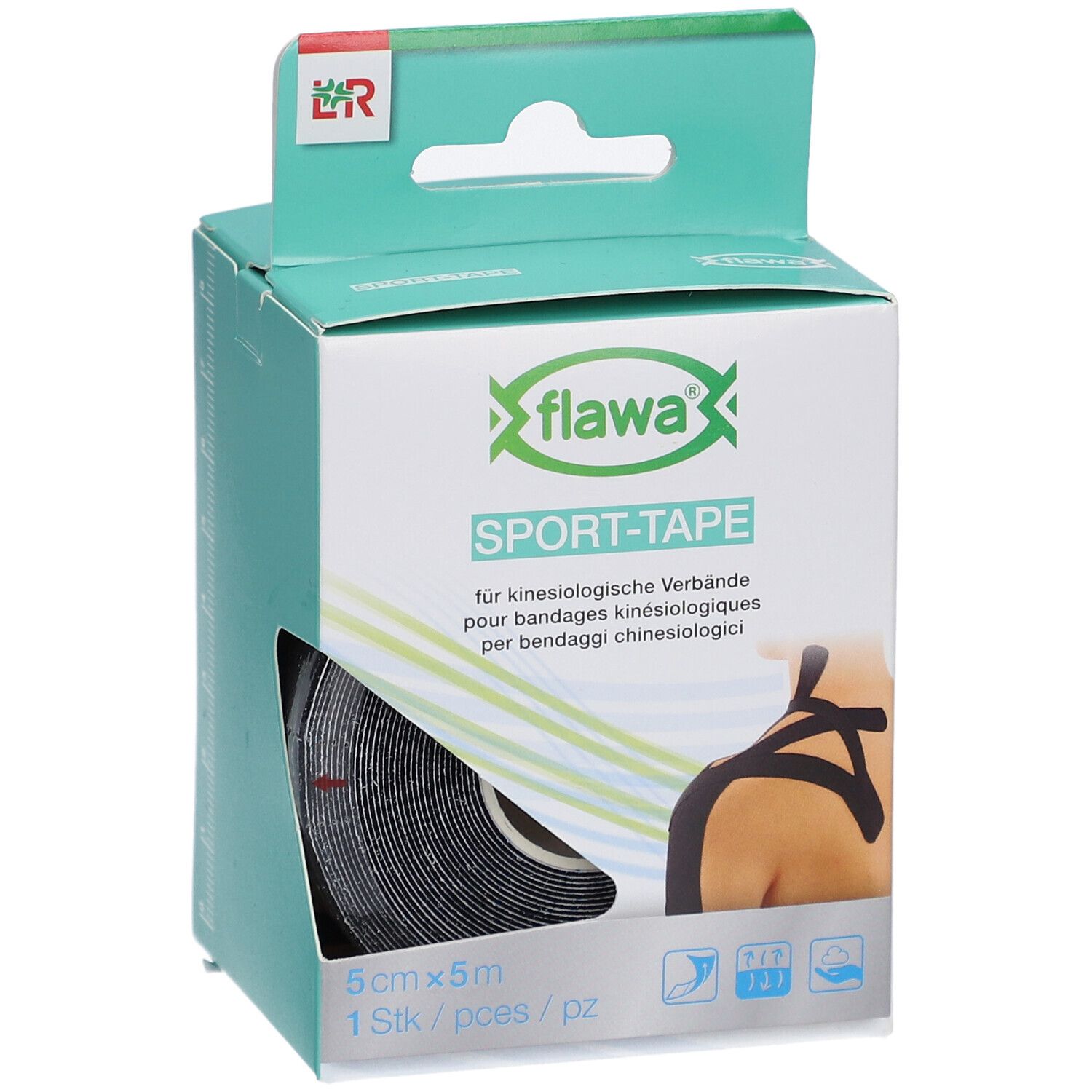 flawa® Sport-Tape für Kinesiologie-Verbände 5 cm x 5 m schwarz