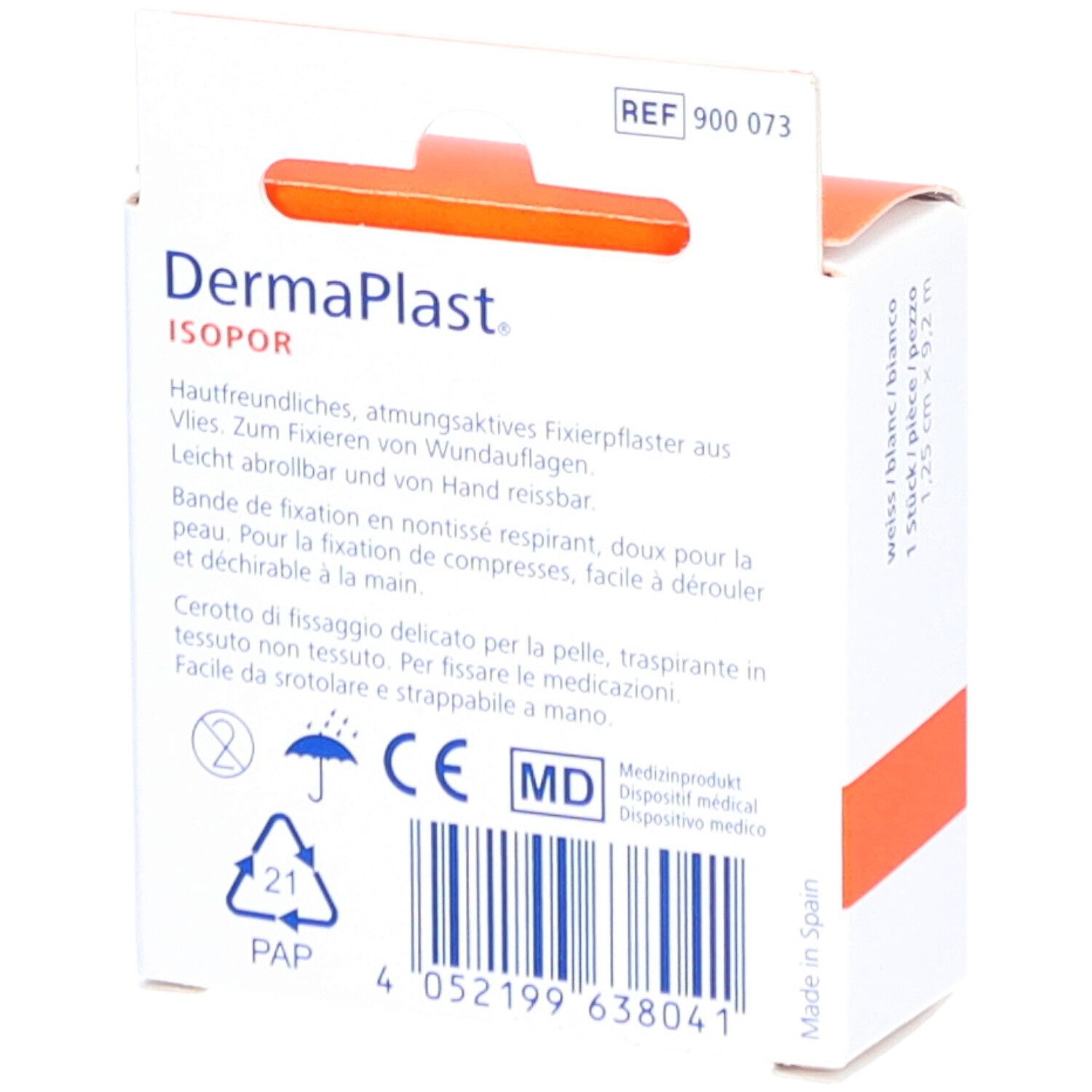 DERMAPLAST ISOPOR 1.25cmx9.2m Vlies weiss