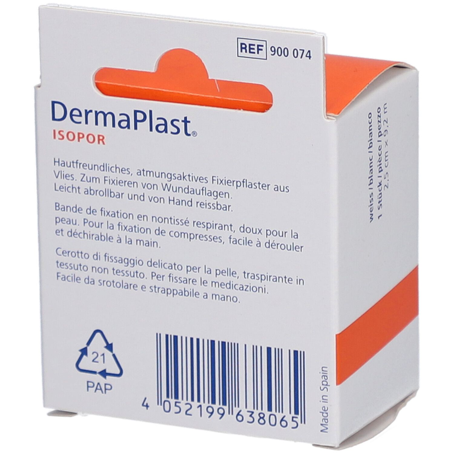 HARTMANN DermaPlast® Isopor Mikroporöse Sparadrap 2,5 cm x 9,2 m
