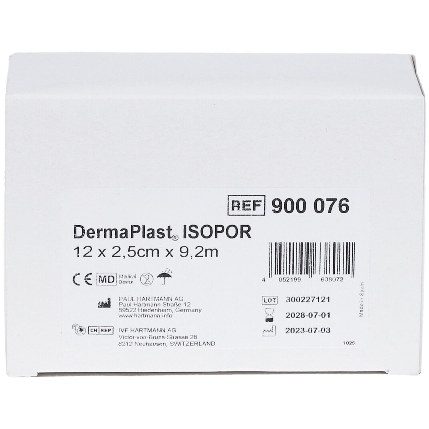 HARTMANN Dermaplast® Isopor 2,5 cm x 9,2 m Weiß