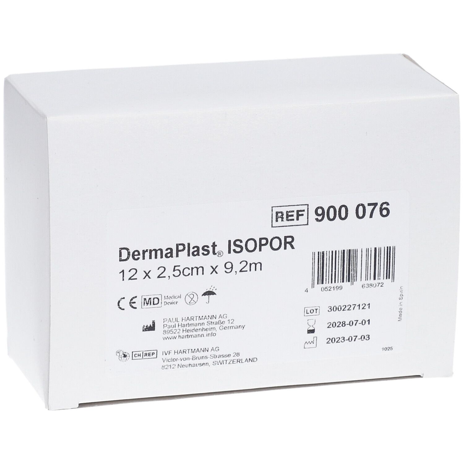 HARTMANN Dermaplast® Isopor 2,5 cm x 9,2 m Weiß