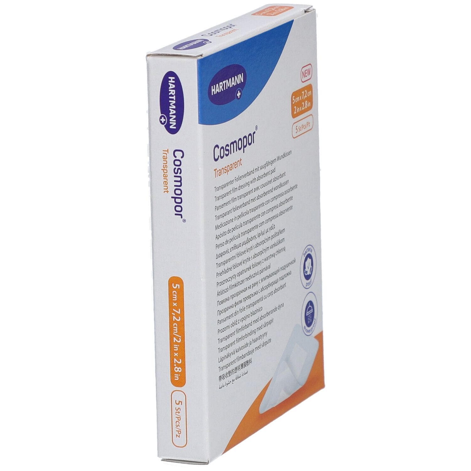 HARTMANN Cosmopor® Transparent Transparenter Folienverband mit Saugkissen 5 cm x 7,2 cm