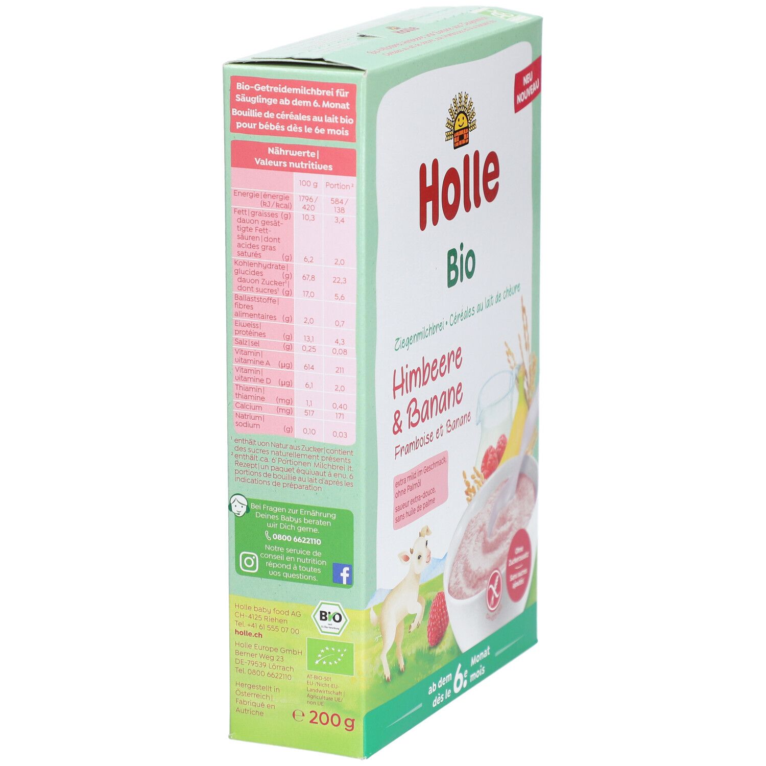 Holle Bio-Milchbrei Himbeere und Banane aus Ziegenmilch