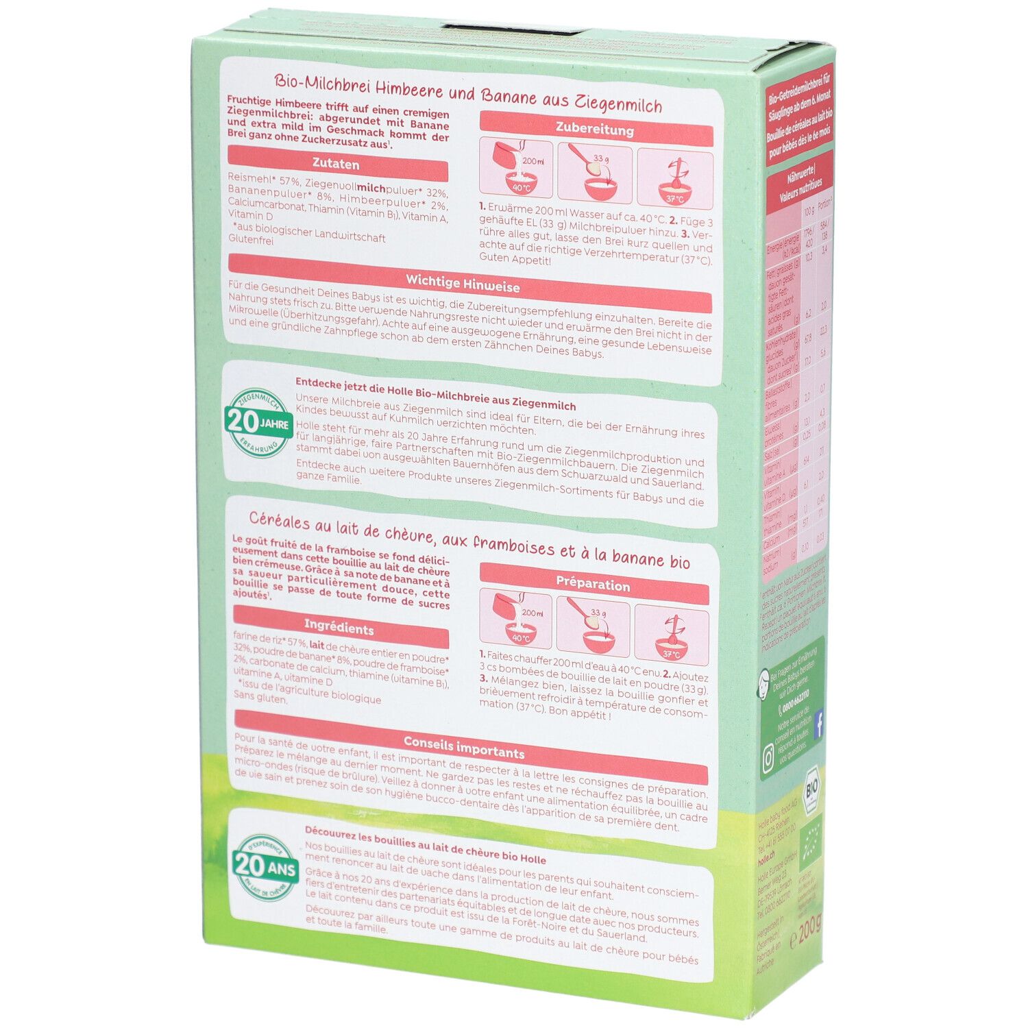 Holle Bio-Milchbrei Himbeere und Banane aus Ziegenmilch