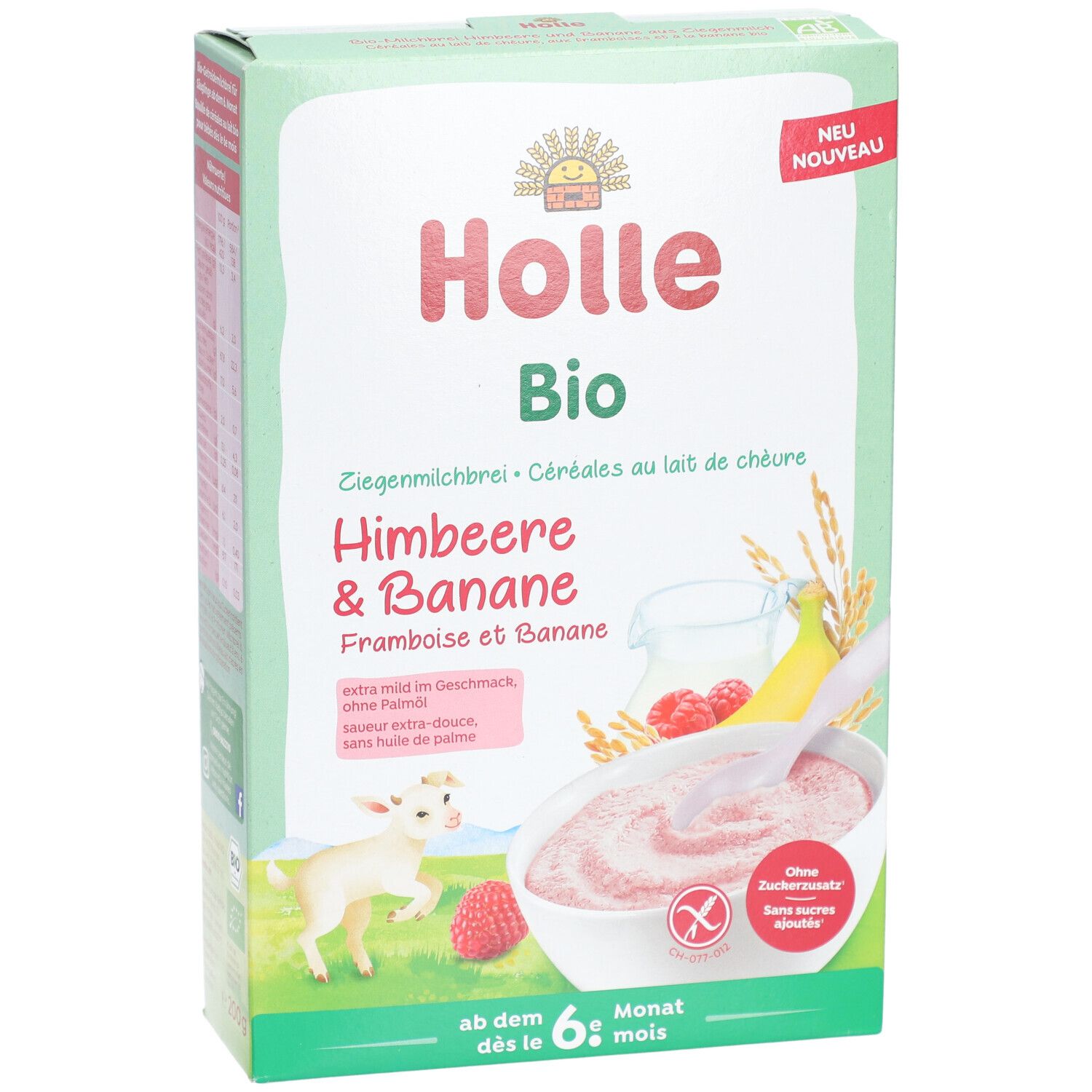 Holle Bio-Milchbrei Himbeere und Banane aus Ziegenmilch