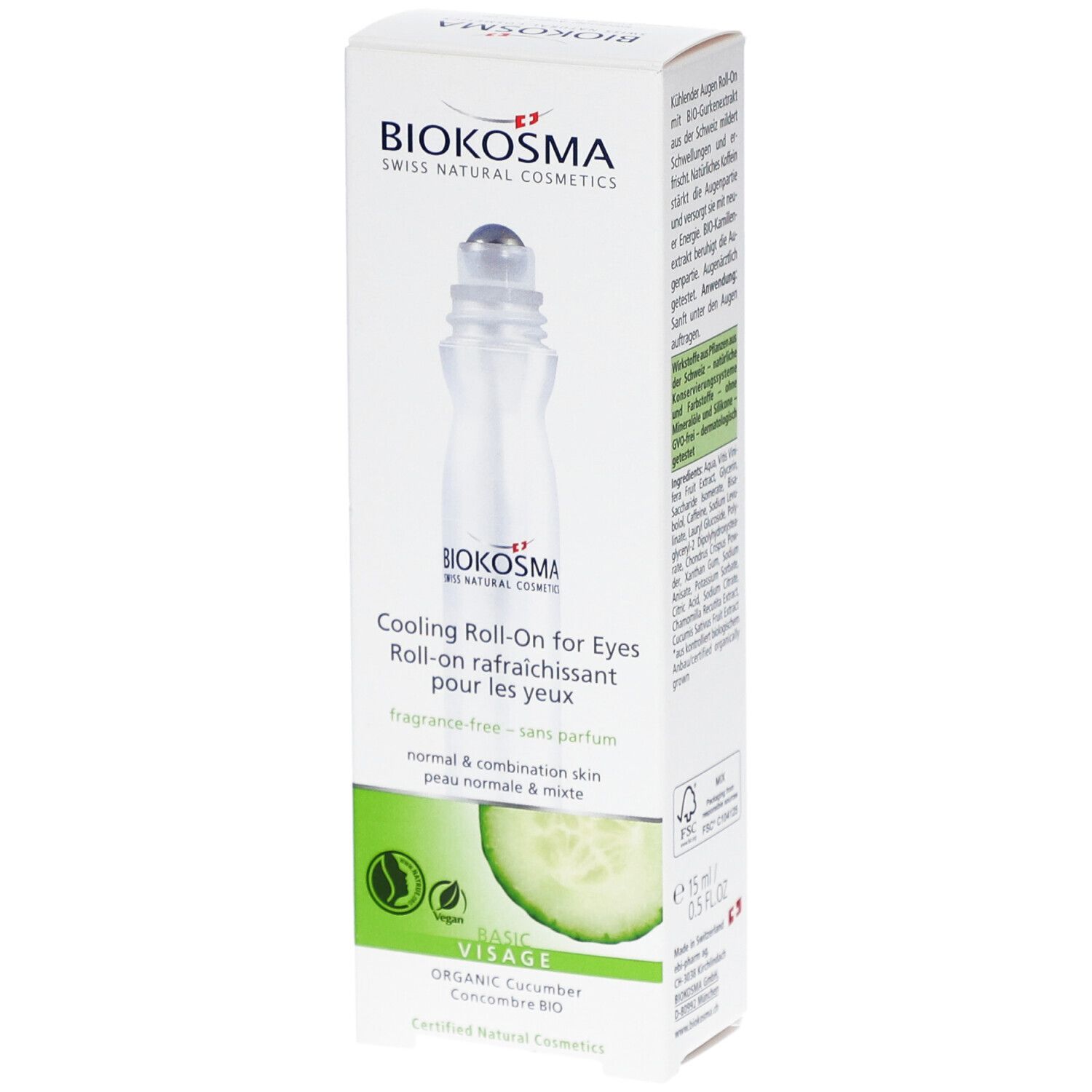 BIOKOSMA BASIC Visage kühlend Augen Roll-on 15 ml
