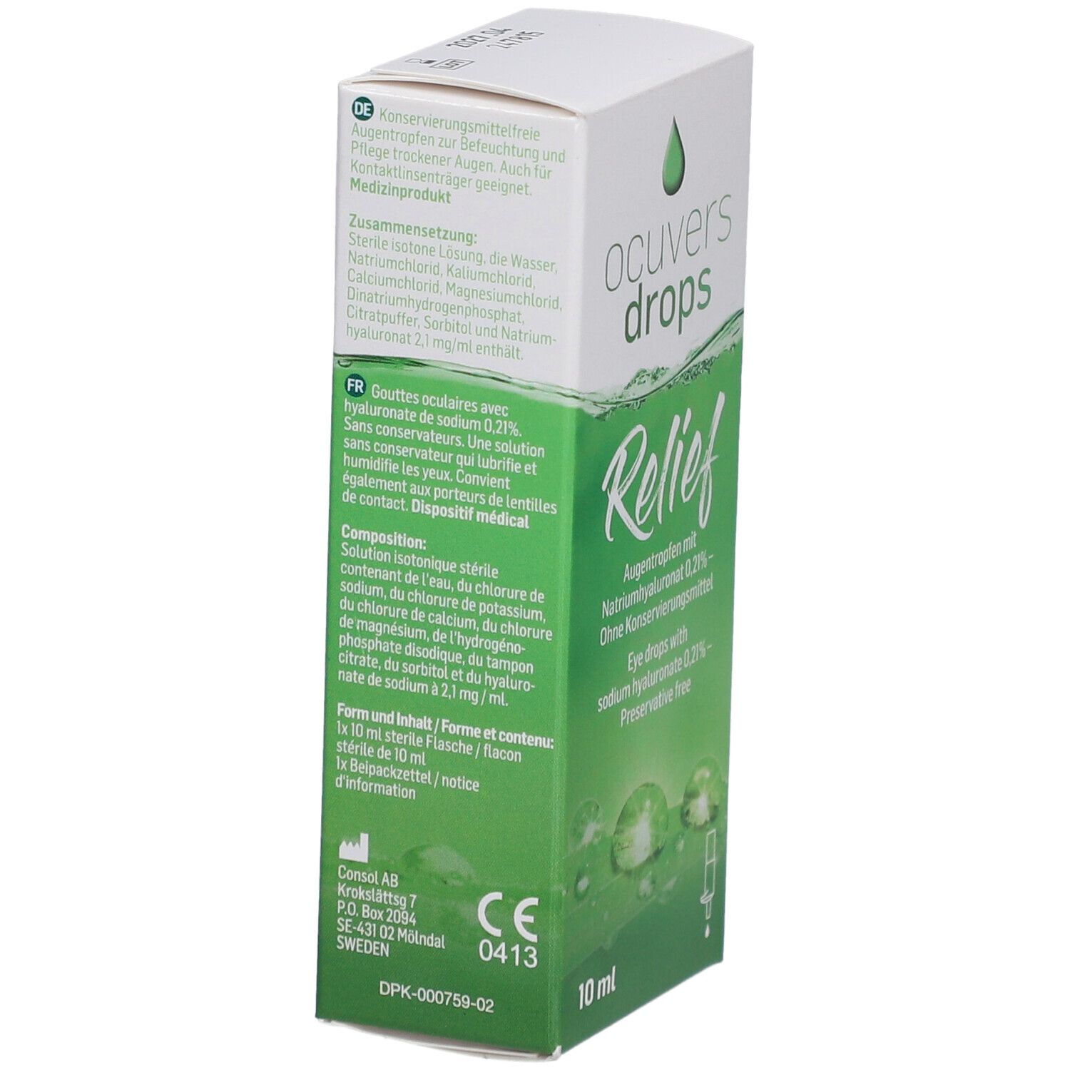 Ocuvers Drops Relief Gouttes pour les yeux avec hyaluronate de sodium
