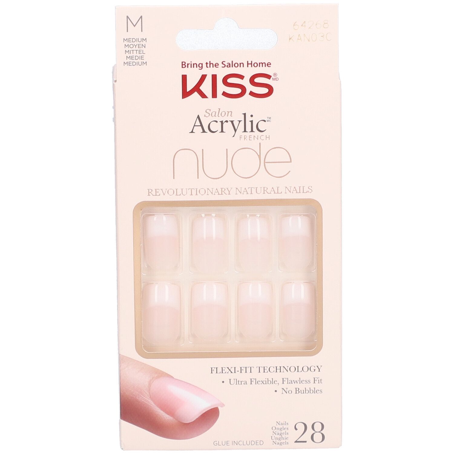 KISS Salon Acrylic Faux ongles French Nude Taille M