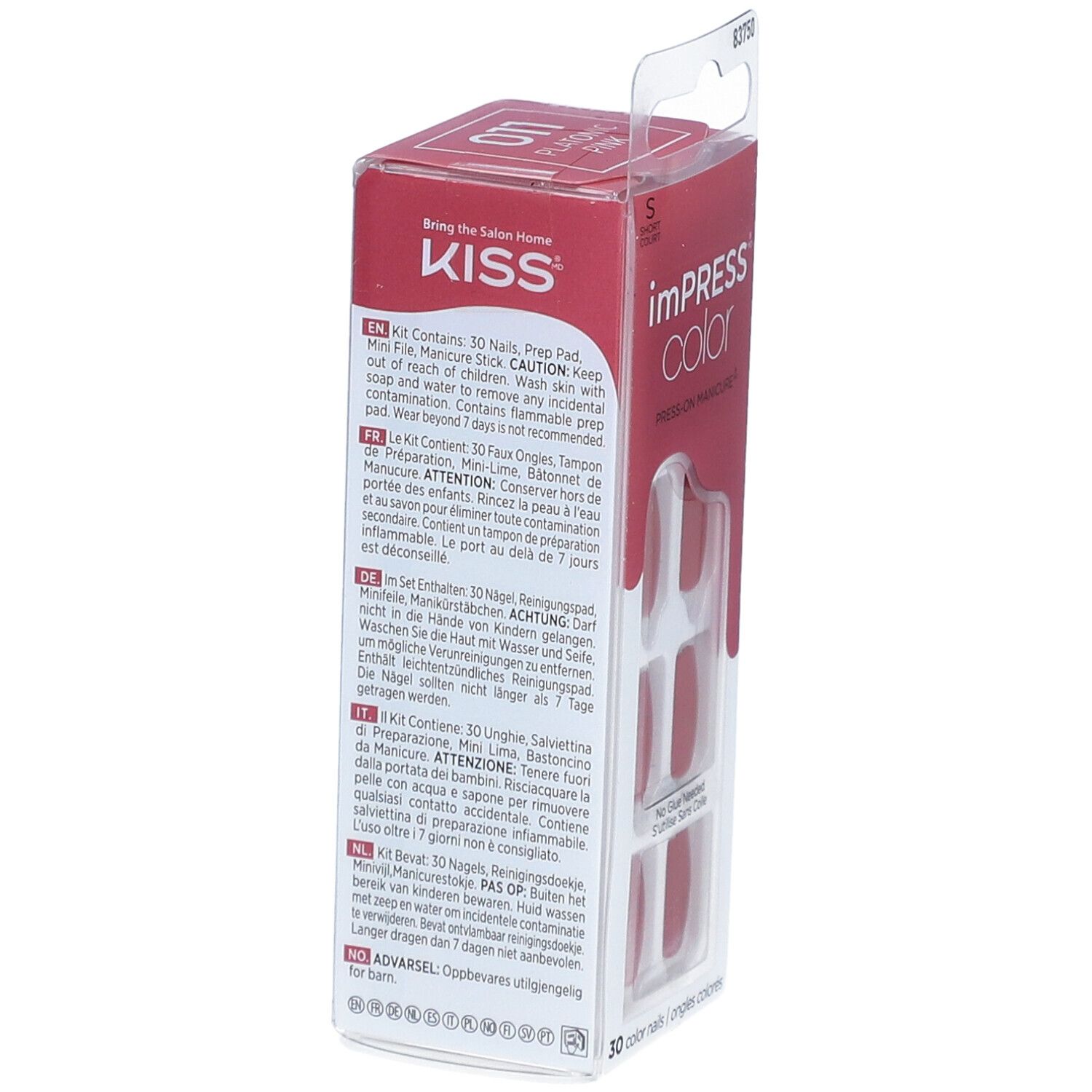 KISS ImPress Color Press-on Manicure Falsche farbige Nägel Kurz - Pink
