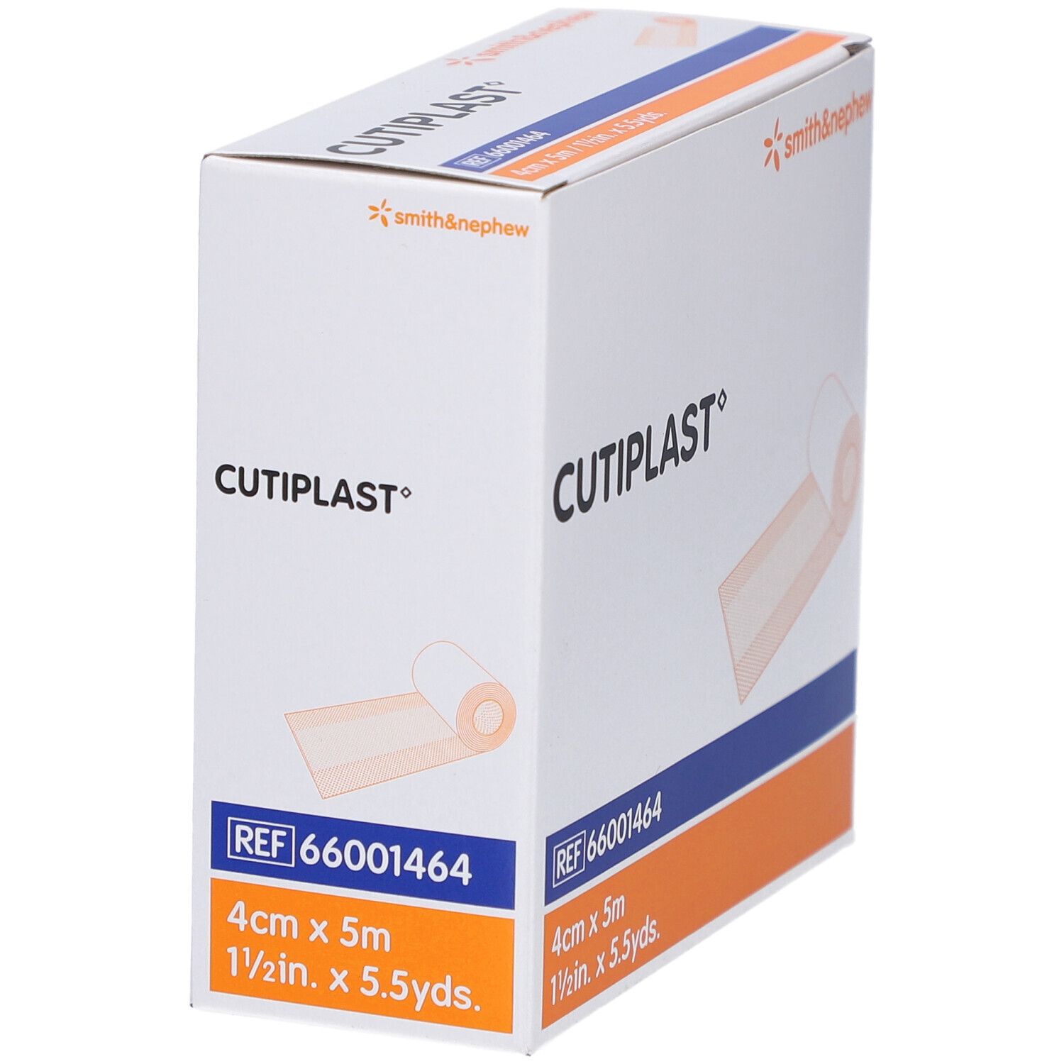 Boîte de pansements CUTIPLAST. Pansement blanc, 4cm x 5m. Marque Smith & Nephew.