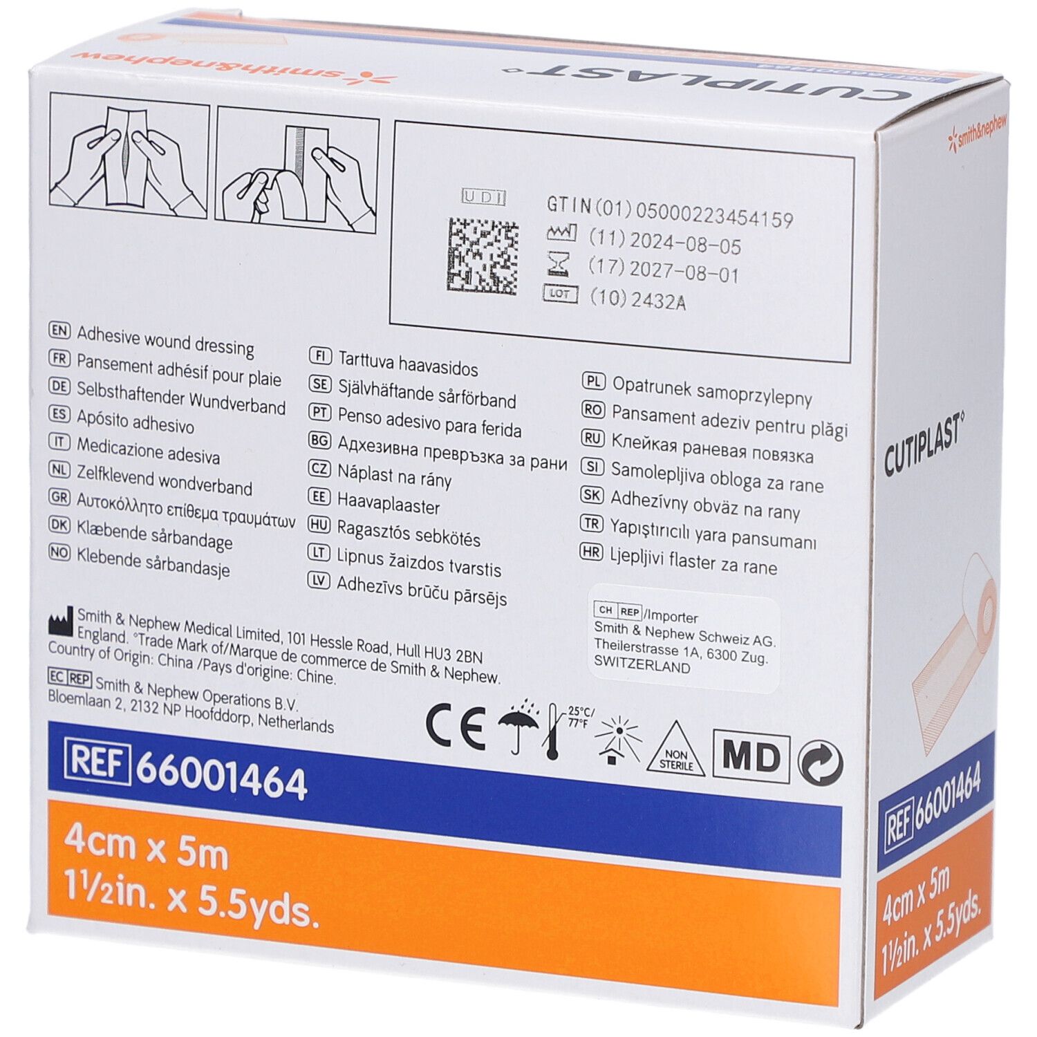 Boîte de pansements CUTIPLAST. Informations produit et exemples d'application.