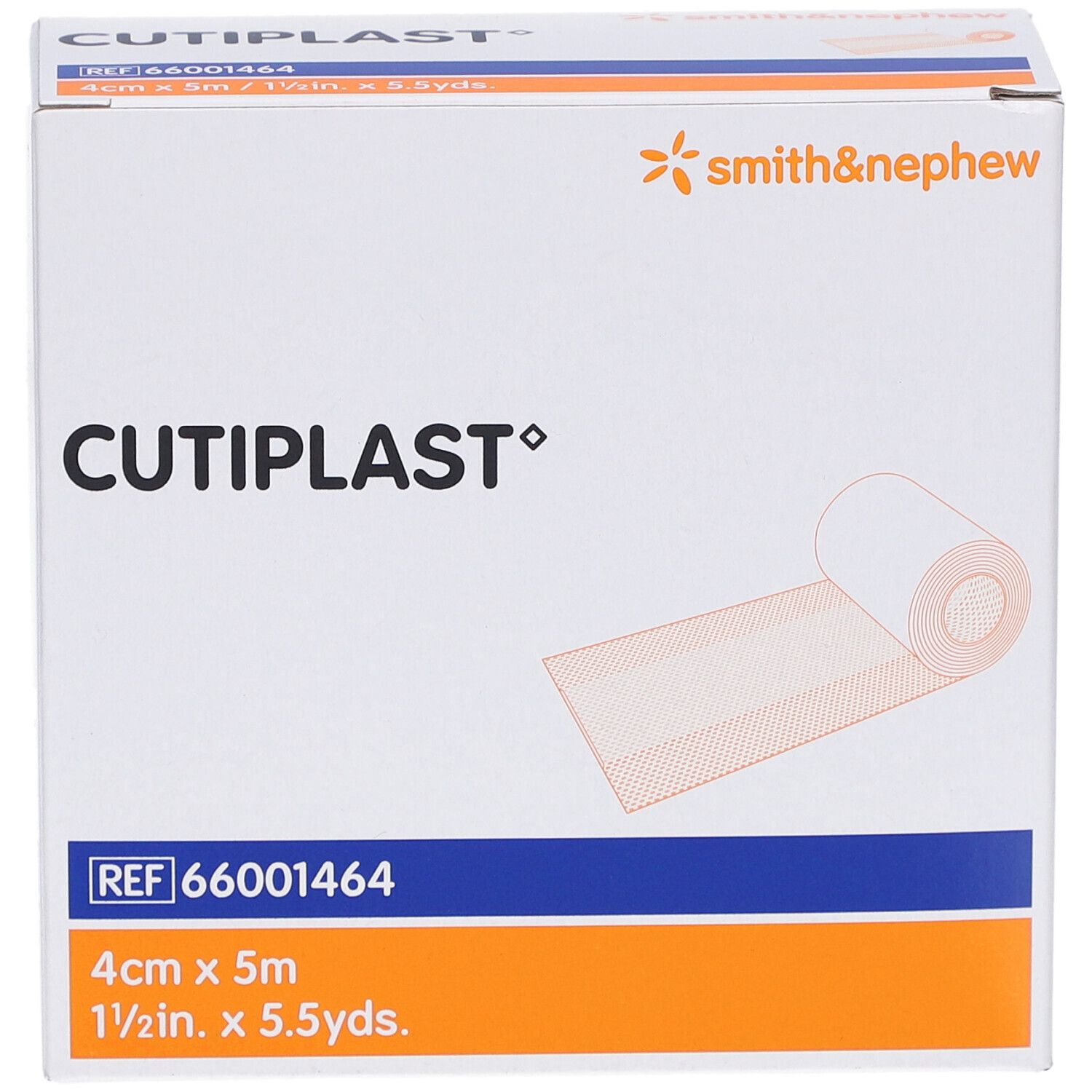 Boîte de pansements CUTIPLAST. Pansement blanc, 4cm x 5m. Marque Smith & Nephew.