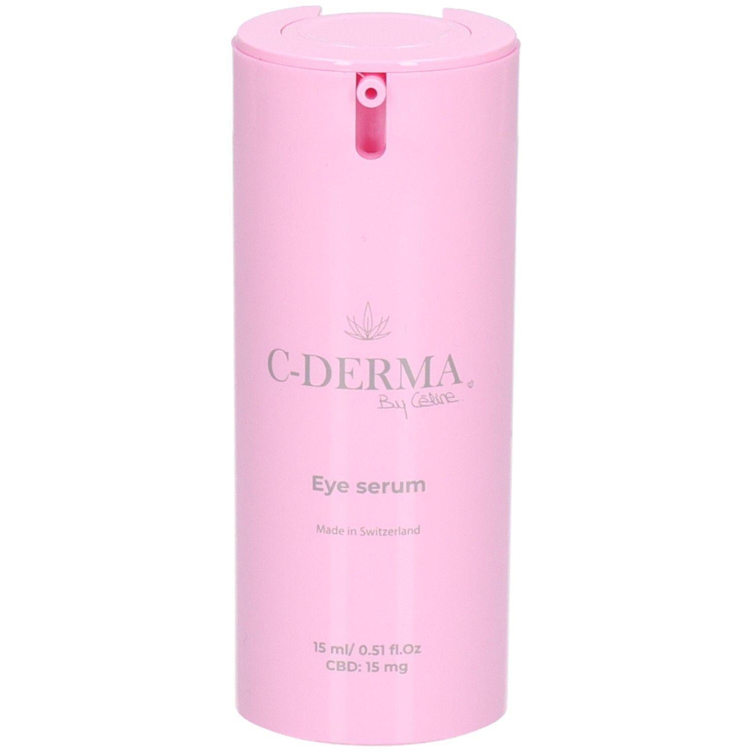 C-DERMA Eye Serum Spender, rosa, 15 ml, Made in Switzerland.