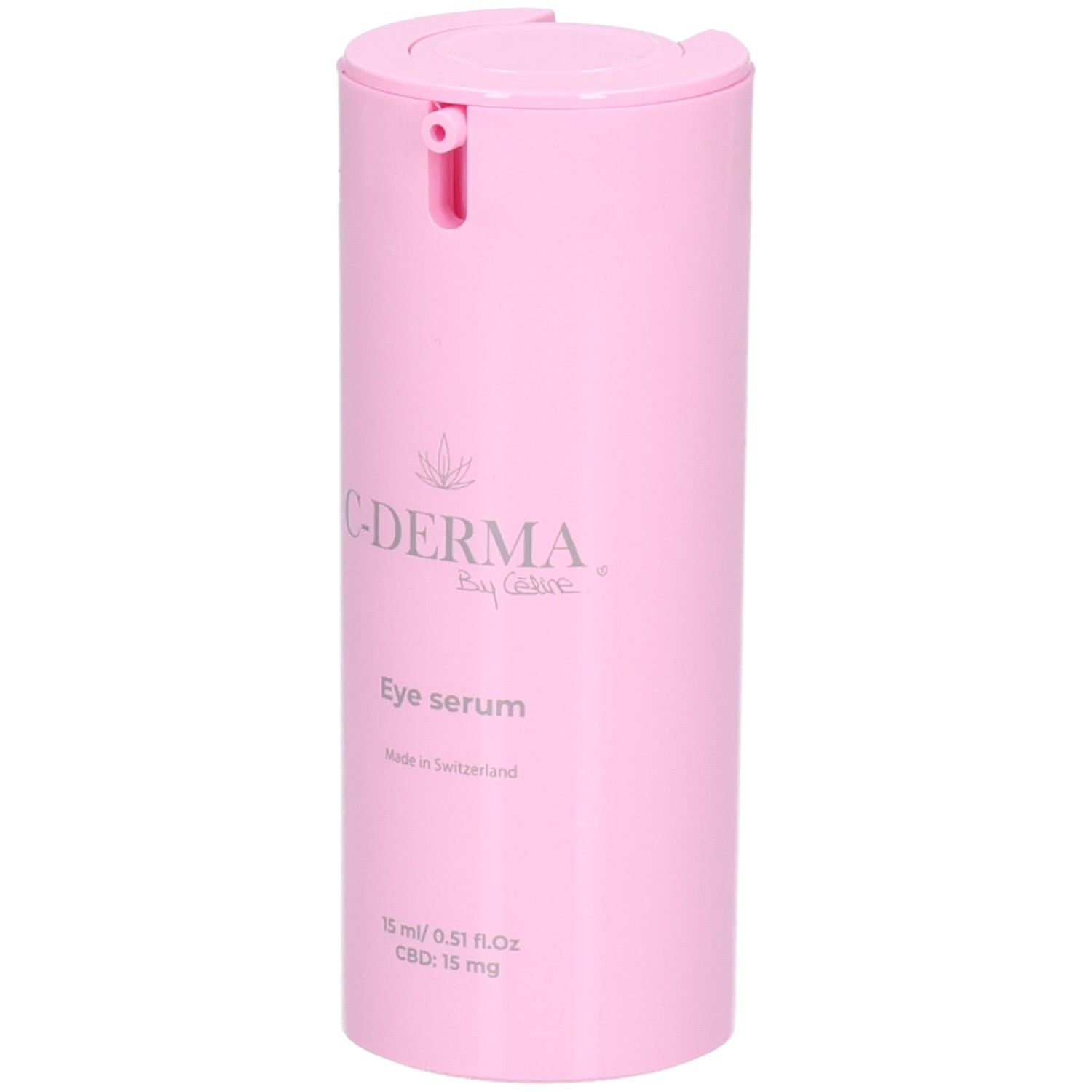 C-DERMA Eye Serum Spender, rosa, 15 ml, Made in Switzerland.